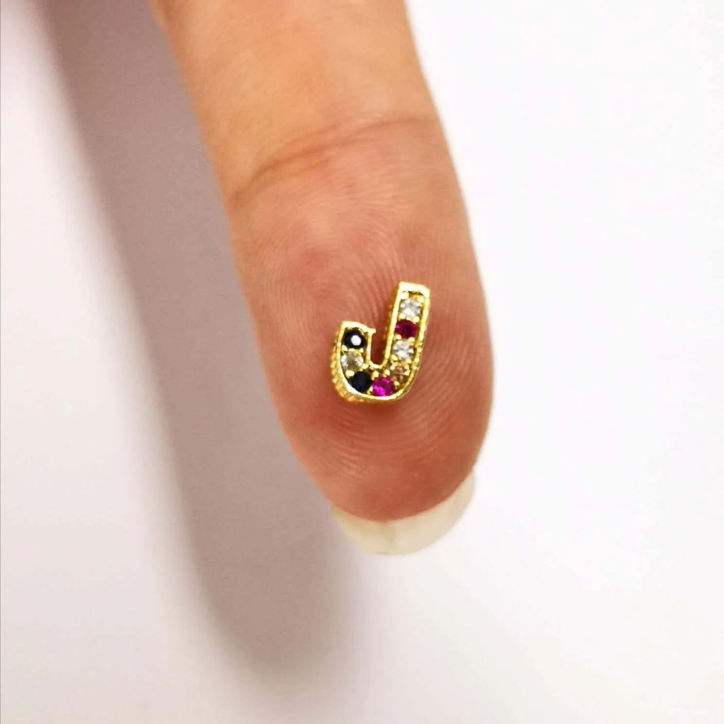 24Kt Gold Plated Brass Multicolor Micro Pave Initial Charms - Image 13