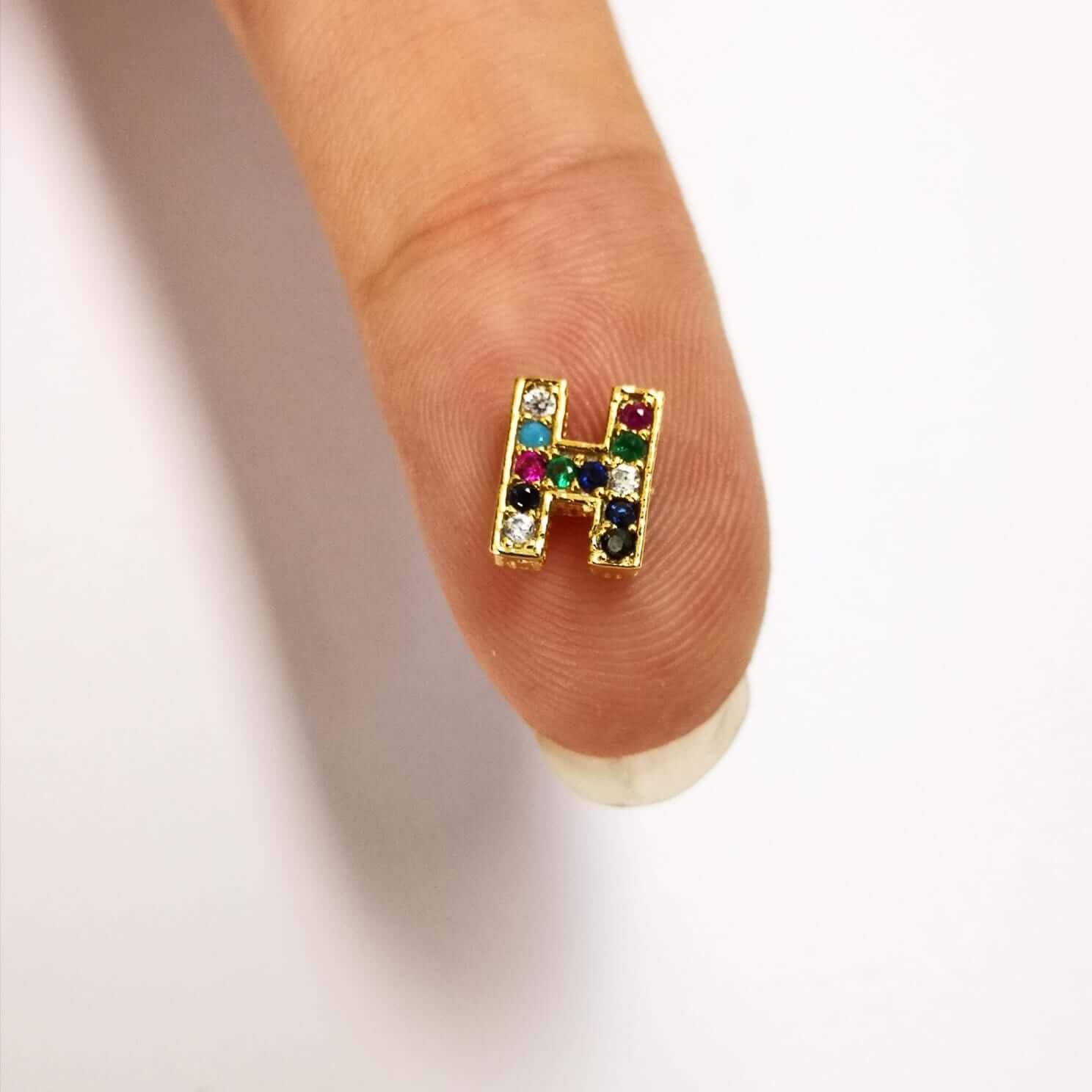 24Kt Gold Plated Brass Multicolor Micro Pave Initial Charms - Image 15