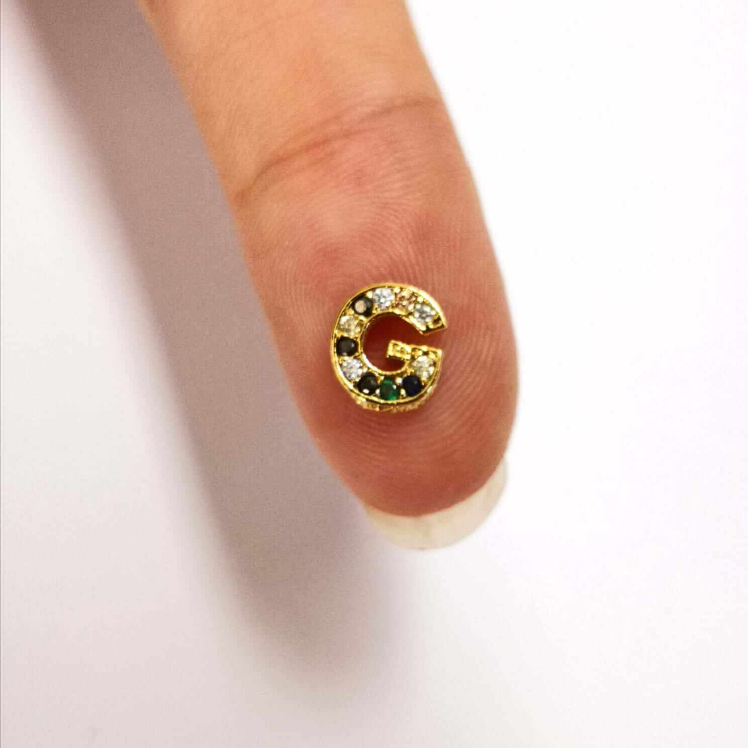 24Kt Gold Plated Brass Multicolor Micro Pave Initial Charms - Image 16