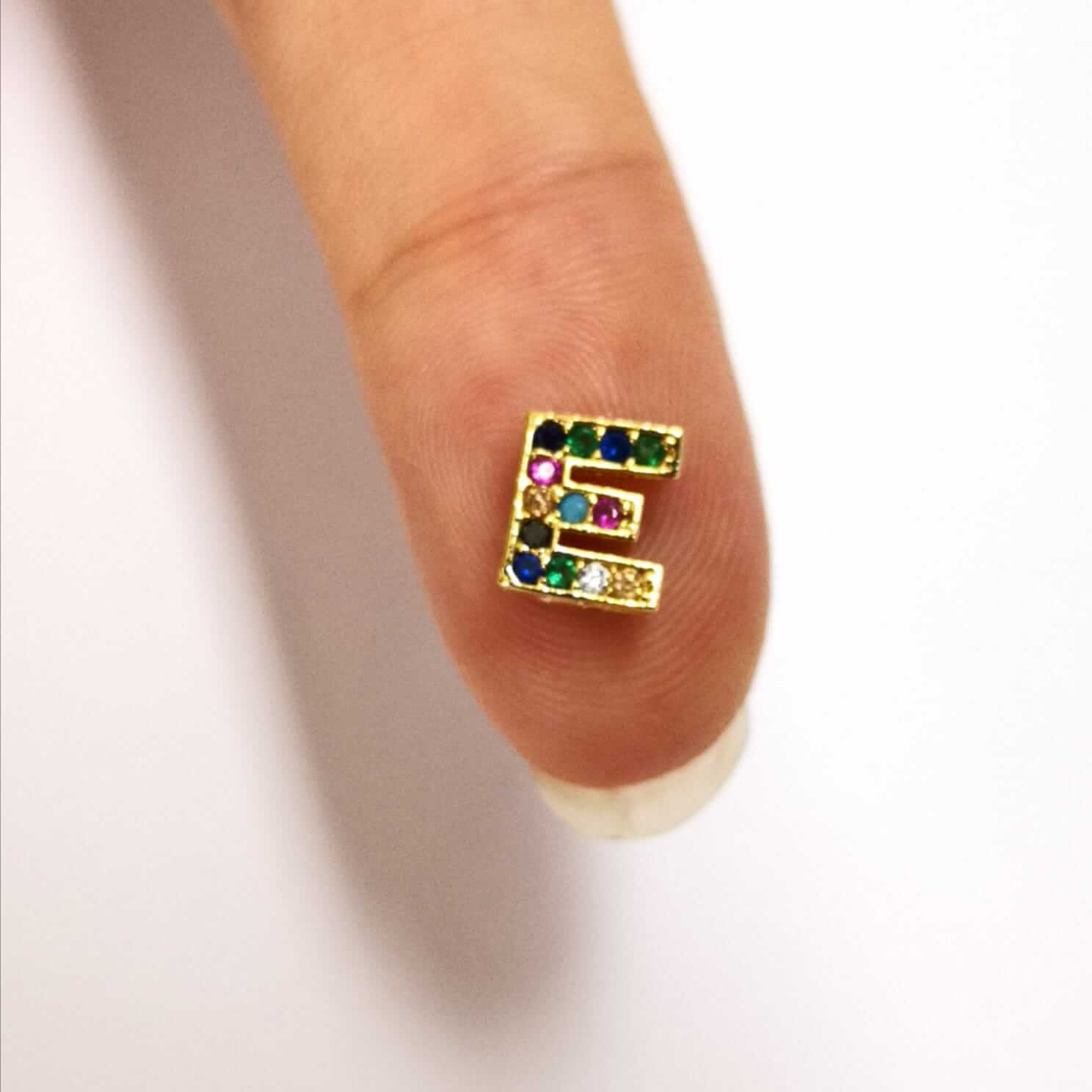 24Kt Gold Plated Brass Multicolor Micro Pave Initial Charms - Image 17