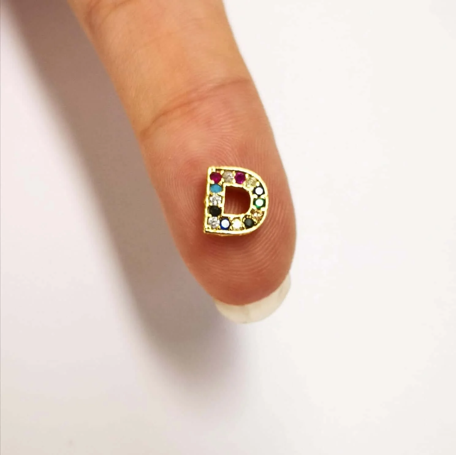 24Kt Gold Plated Brass Multicolor Micro Pave Initial Charms - Image 18