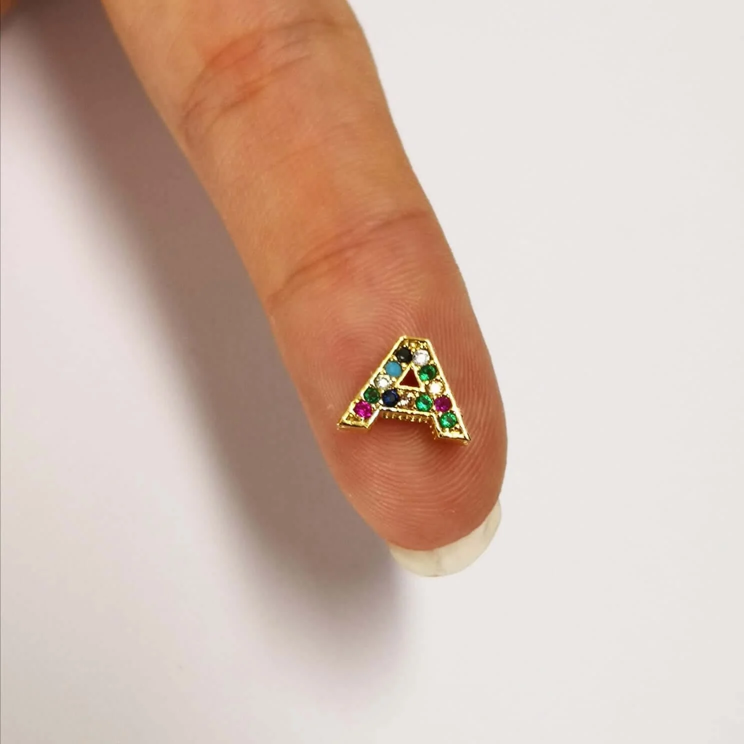 24Kt Gold Plated Brass Multicolor Micro Pave Initial Charms - Image 21