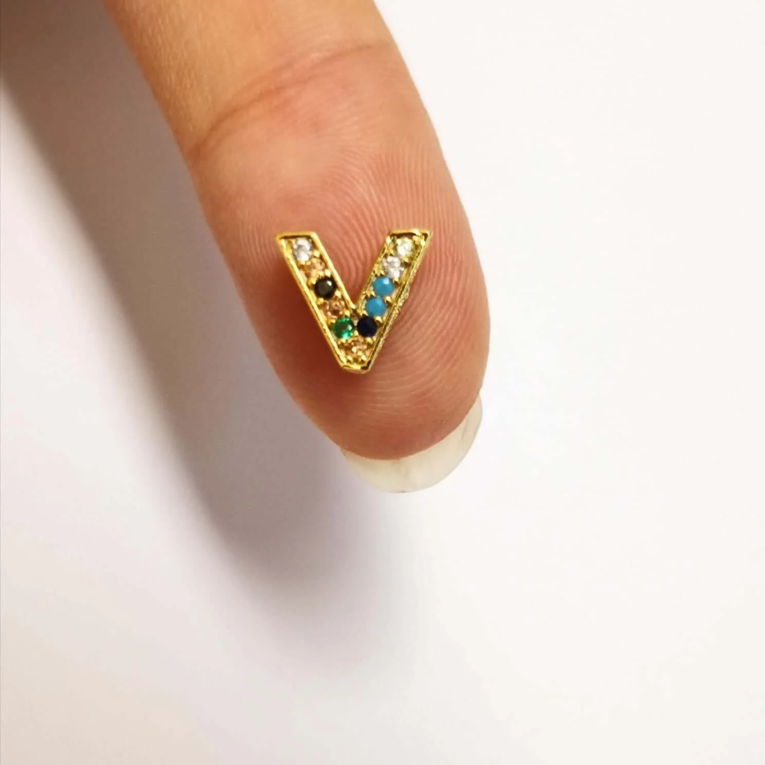 24Kt Gold Plated Brass Multicolor Micro Pave Initial Charms - Image 5
