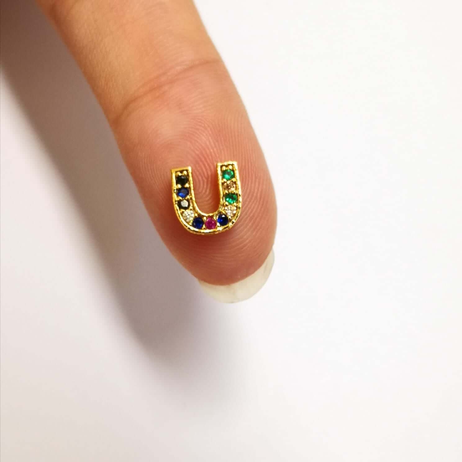 24Kt Gold Plated Brass Multicolor Micro Pave Initial Charms - Image 6