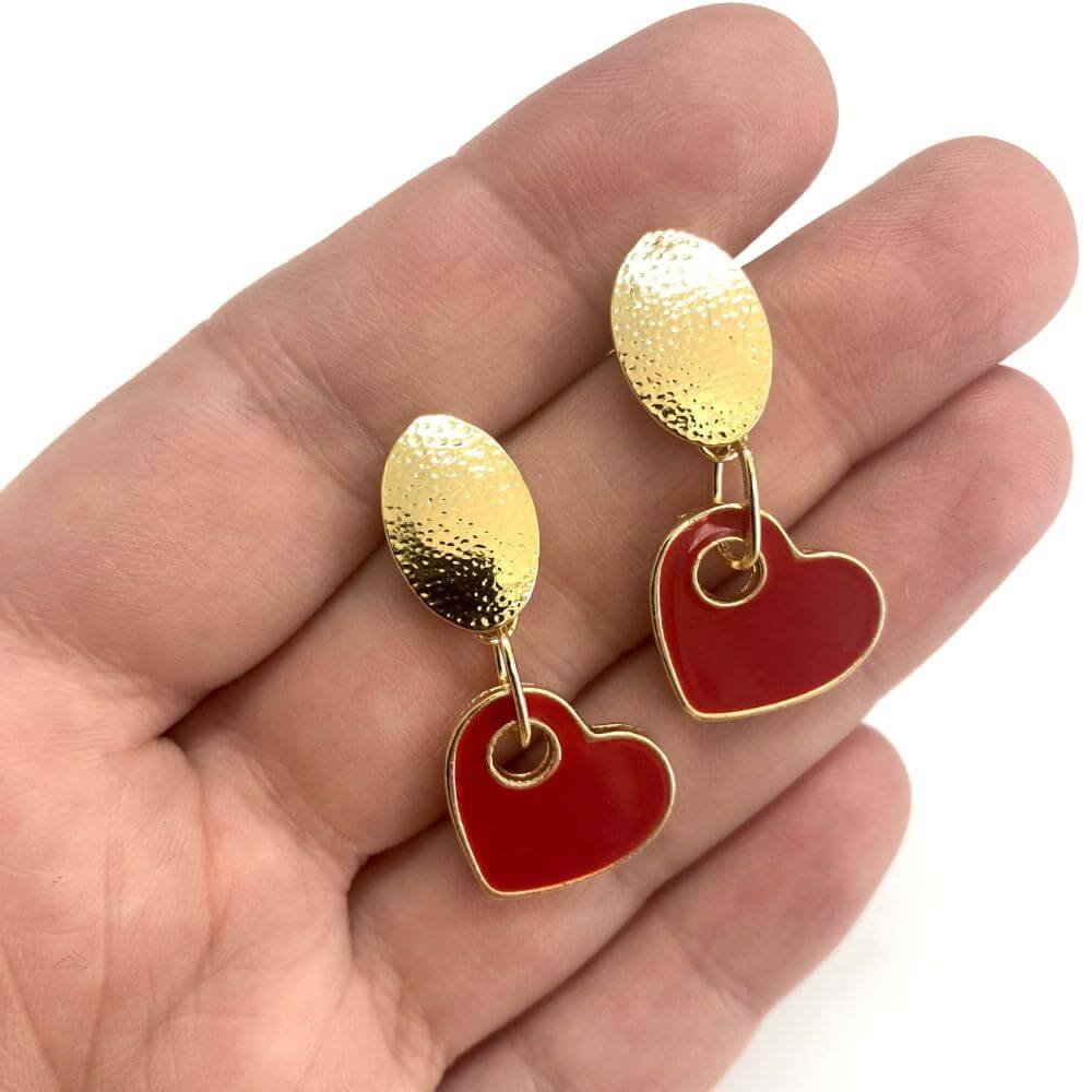 24Kt Gold Plated Brass Oval Stud Earrings, 2 pcs in a pack, - Image 2