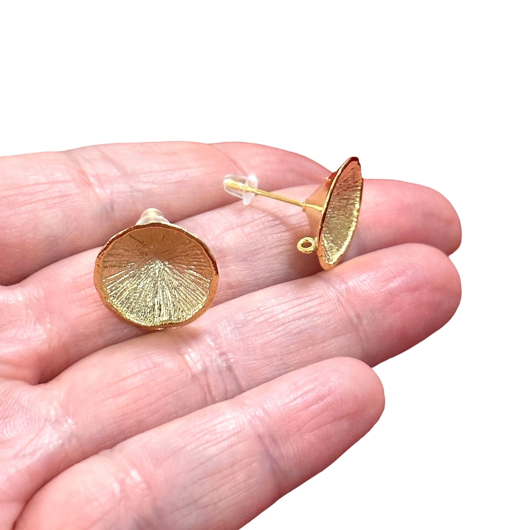 24Kt Gold Plated Brass Stud Earrings, 2 pcs in a pack - Image 3