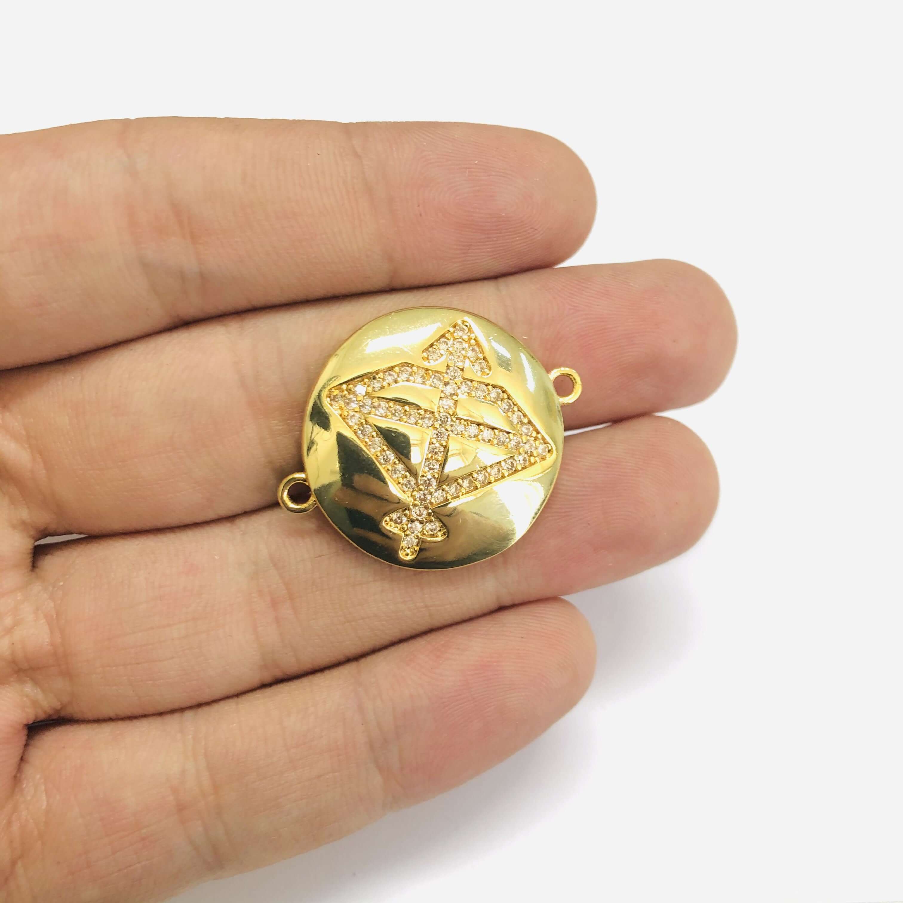 24Kt Gold Plated Brass Zirconia Zodiac Horoscope Sign Connector Charms, - Image 10