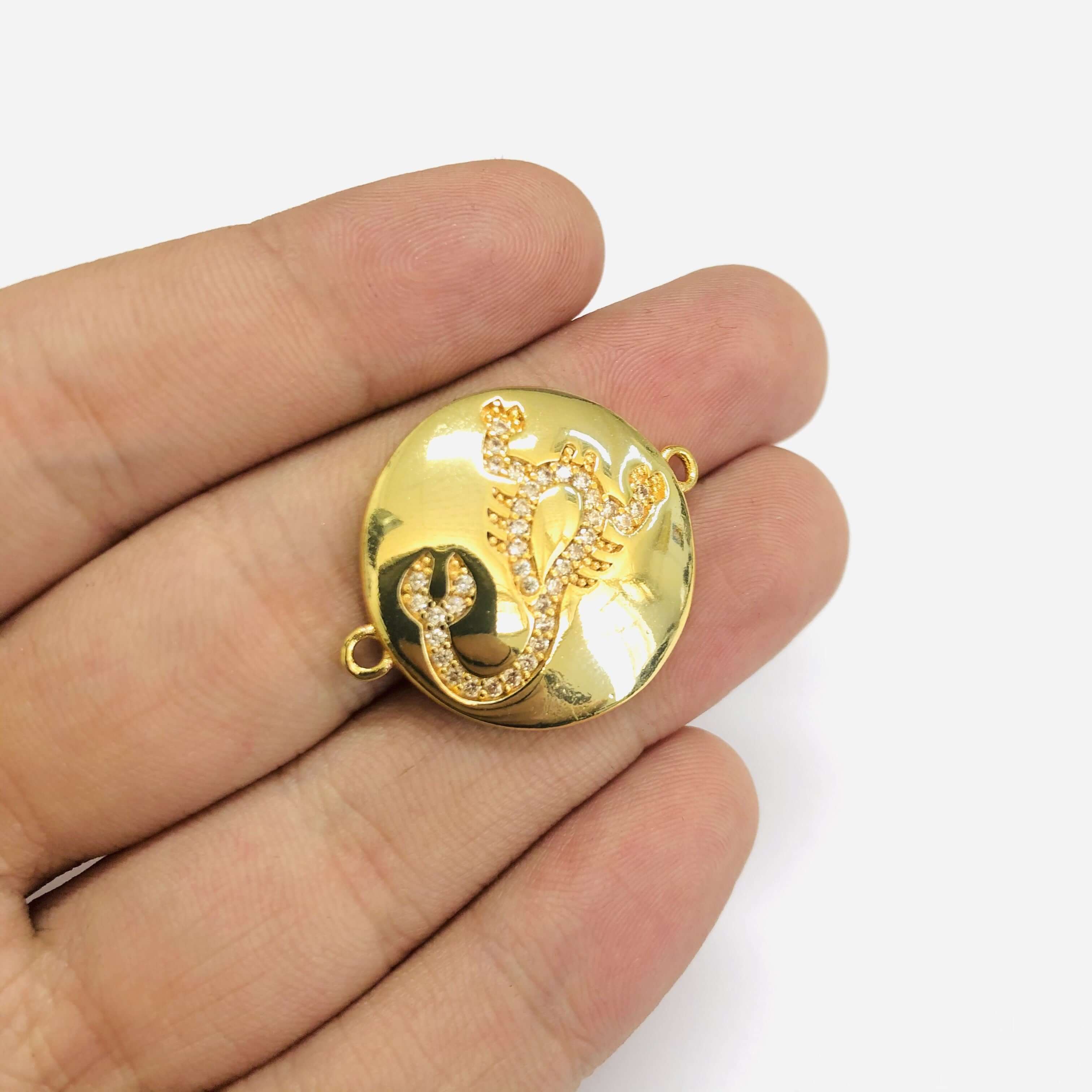 24Kt Gold Plated Brass Zirconia Zodiac Horoscope Sign Connector Charms, - Image 12