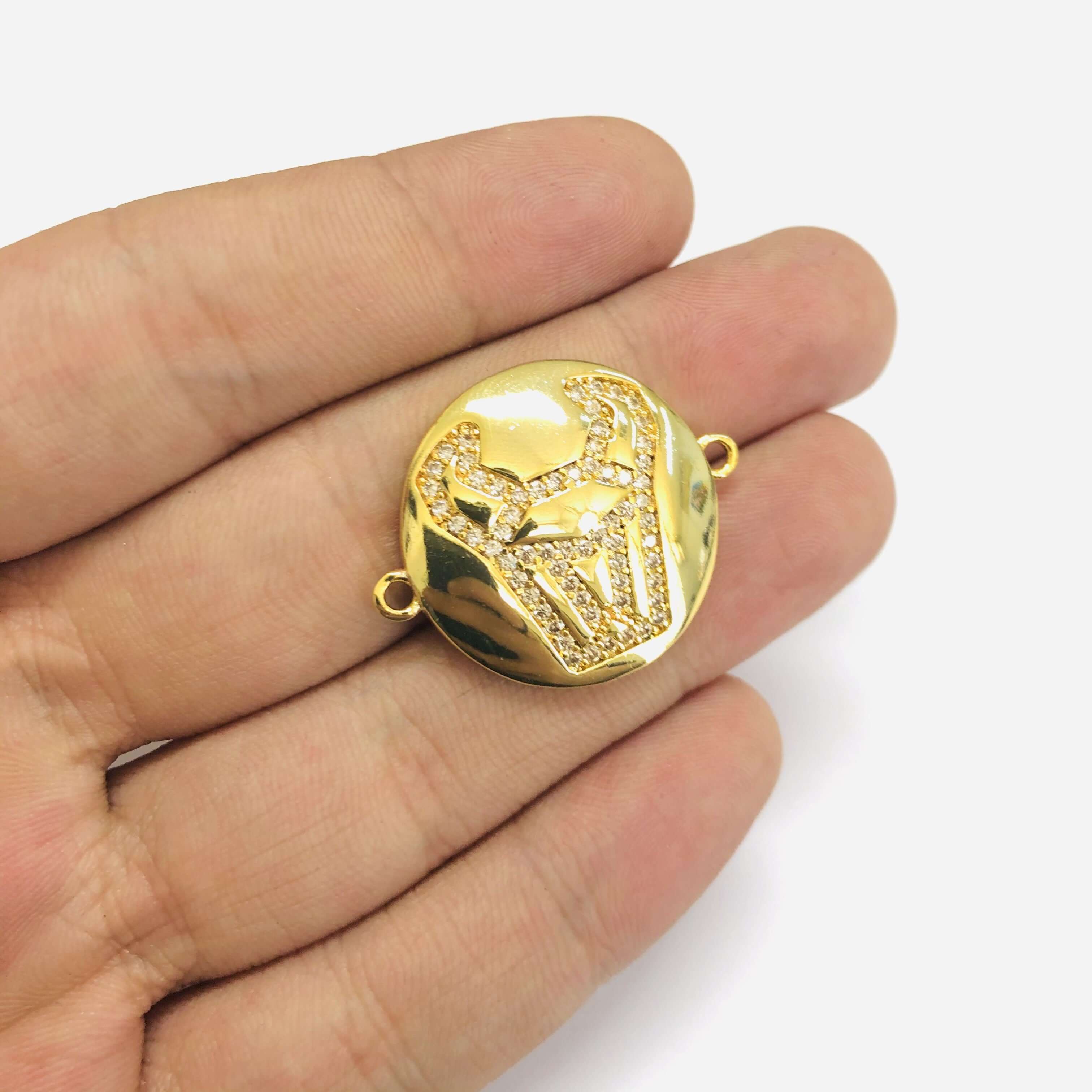 24Kt Gold Plated Brass Zirconia Zodiac Horoscope Sign Connector Charms, - Image 4