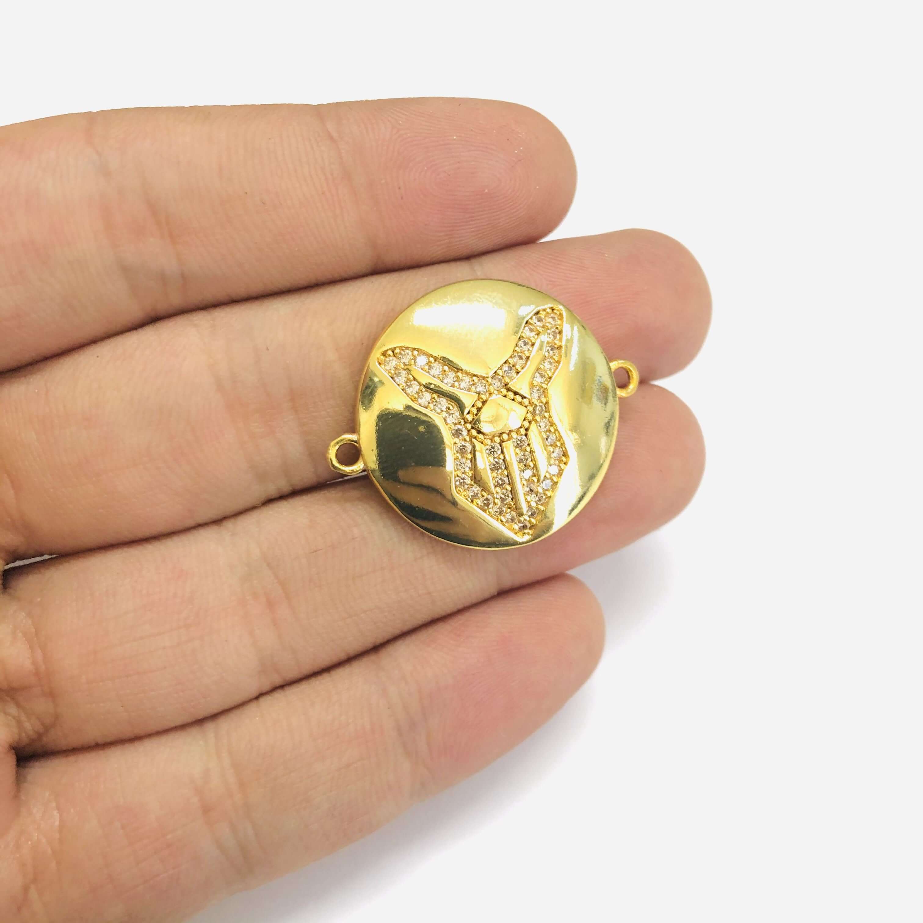 24Kt Gold Plated Brass Zirconia Zodiac Horoscope Sign Connector Charms, - Image 8