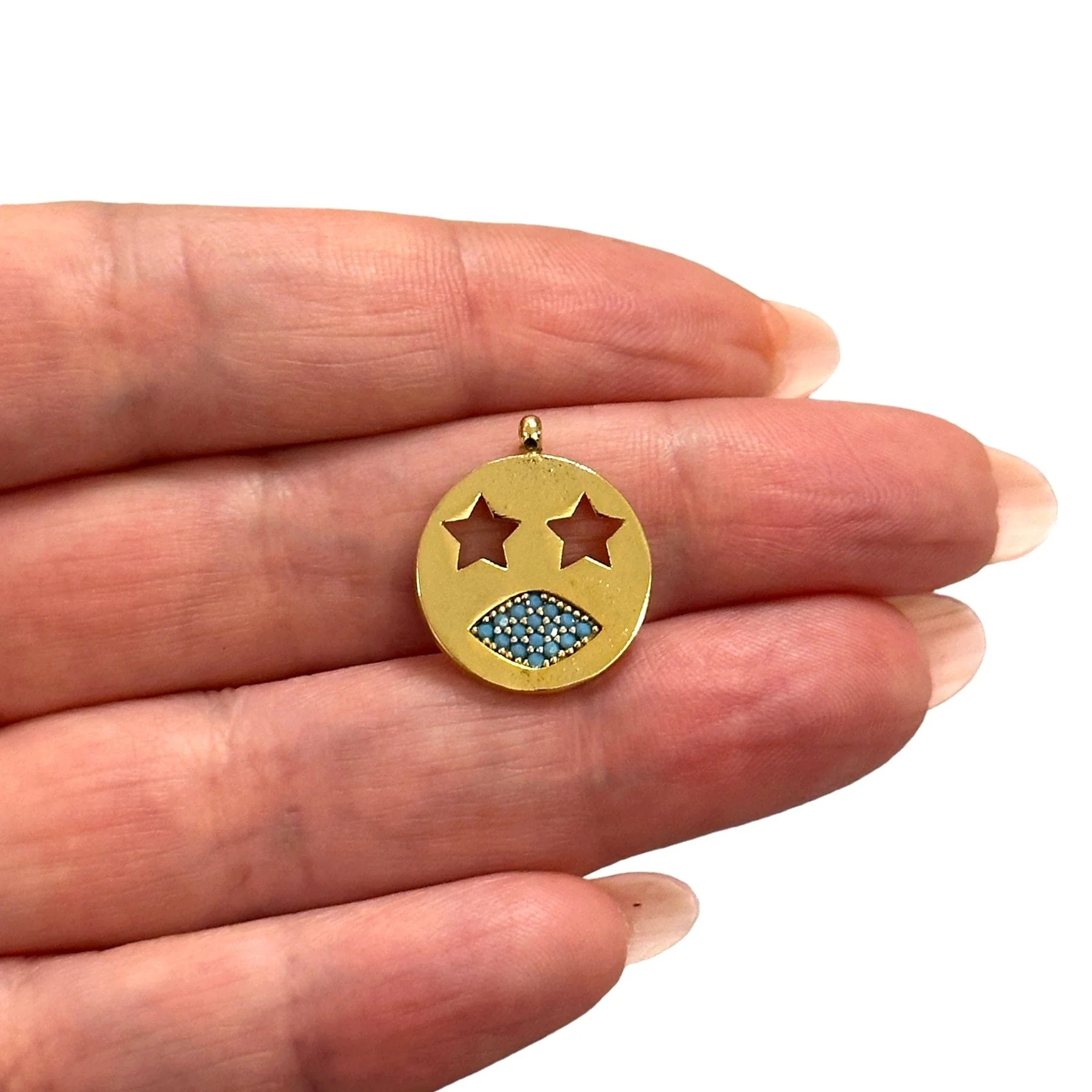 24Kt Gold Plated CZ Micro Pave Emoji Charm