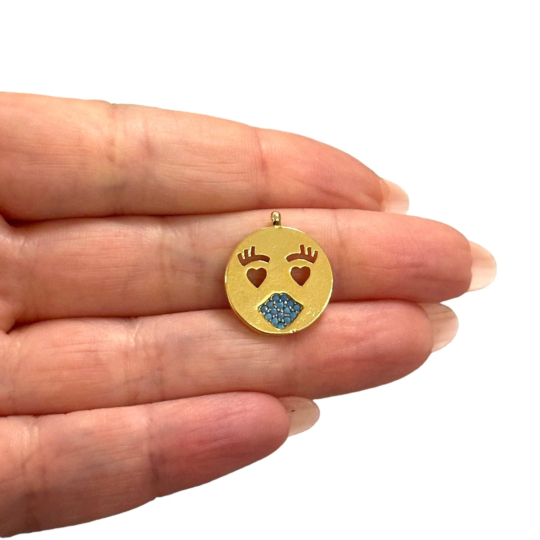 24Kt Gold Plated CZ Micro Pave Emoji Charm