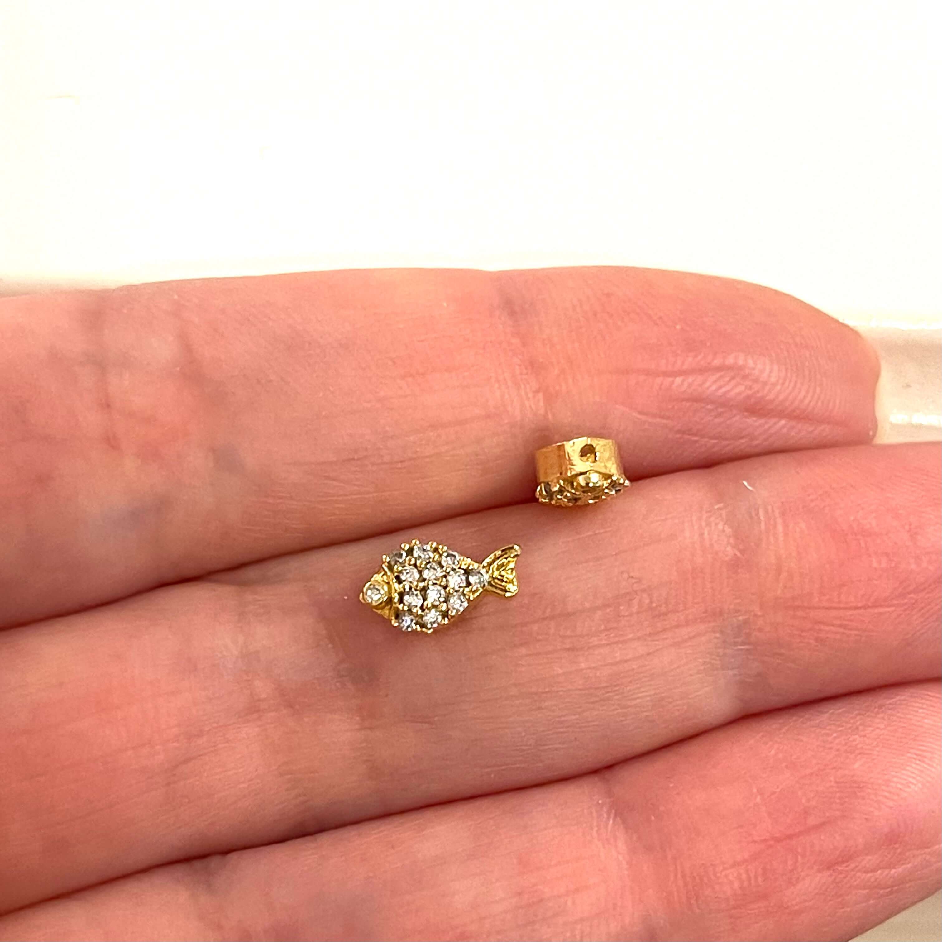 24Kt Gold Plated CZ Micro Pave Fish Charm - Image 2
