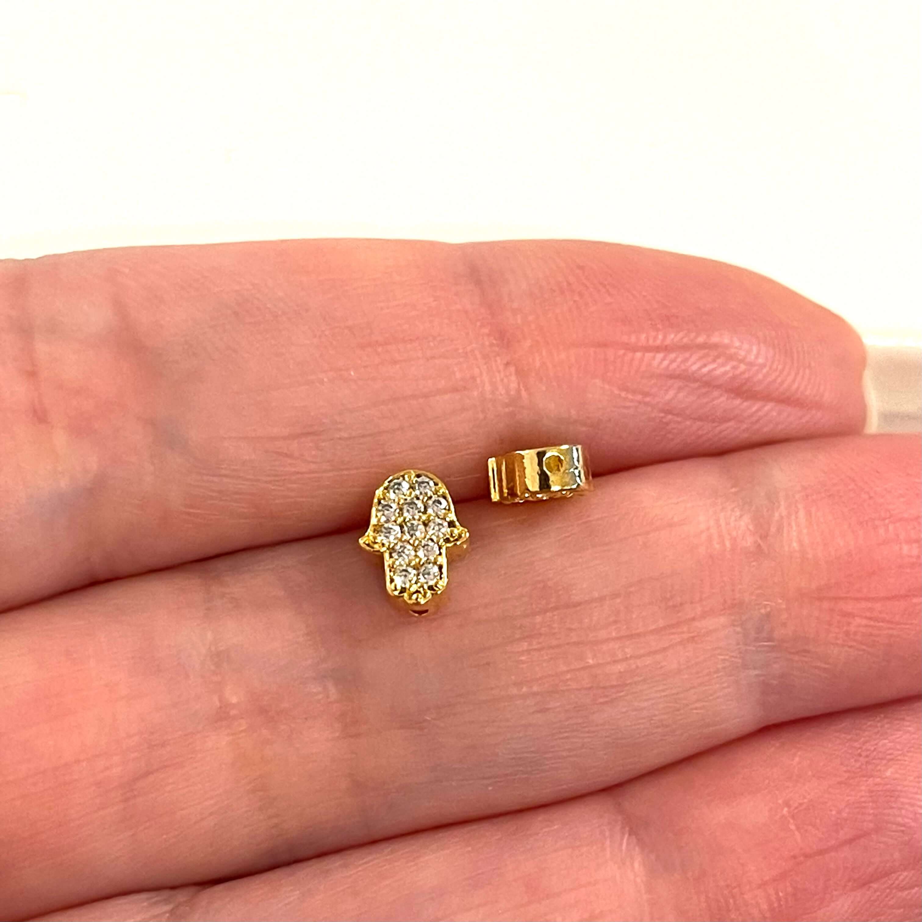 24Kt Gold Plated CZ Micro Pave Hamsa Charm - Image 2