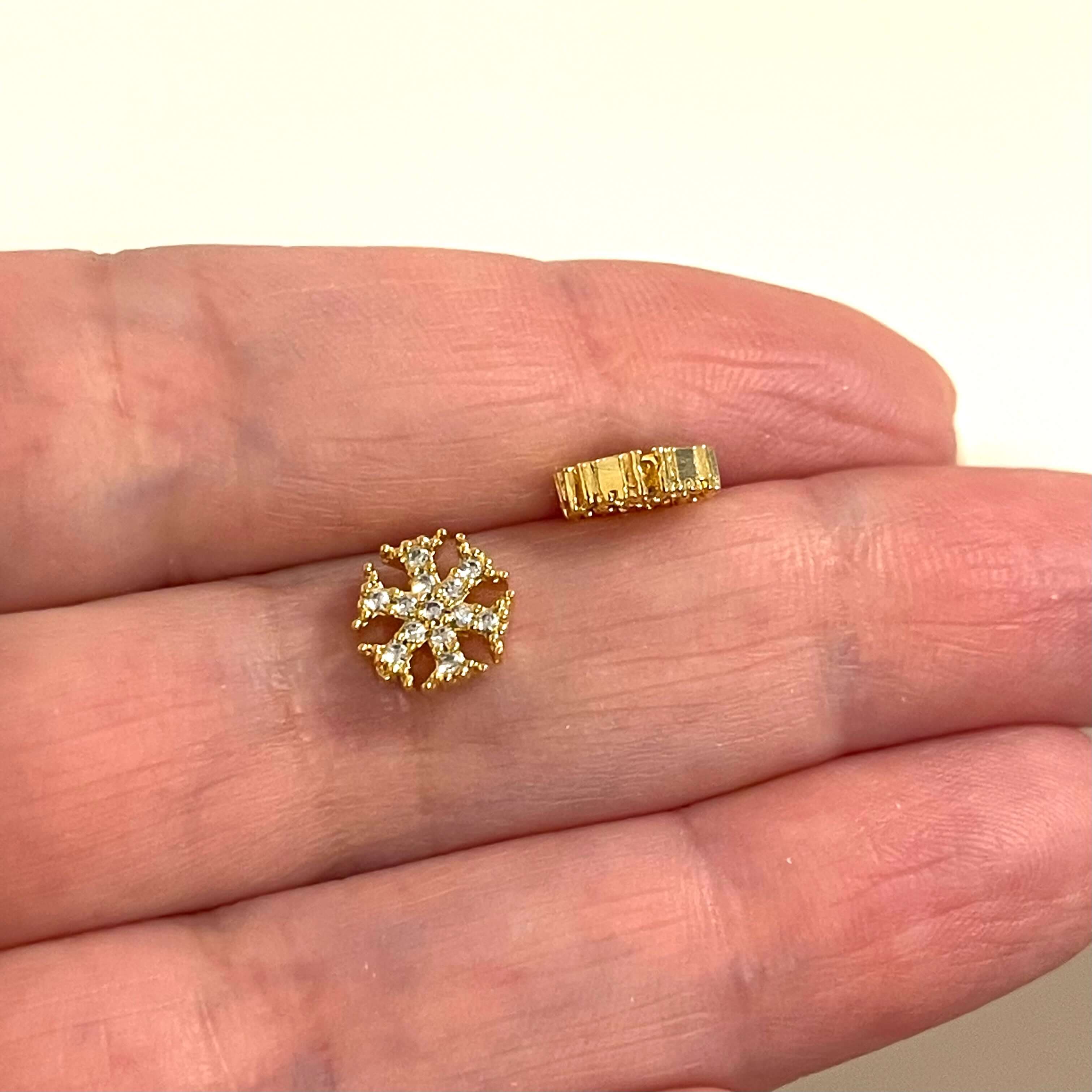 24Kt Gold Plated CZ Micro Pave Snowflake Charm - Image 2