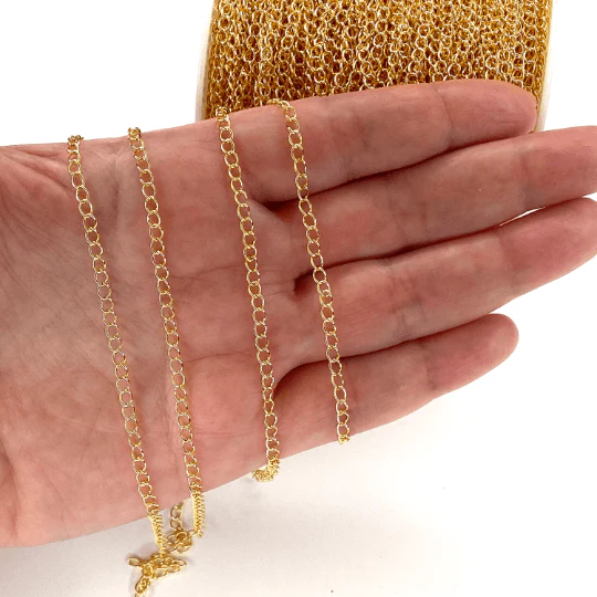 24Kt Gold Plated Extender Chain, 3.5x4.5mm Gold Plated Extender Chain, 1 Meter-3.3Feet Extender Chain - Image 3
