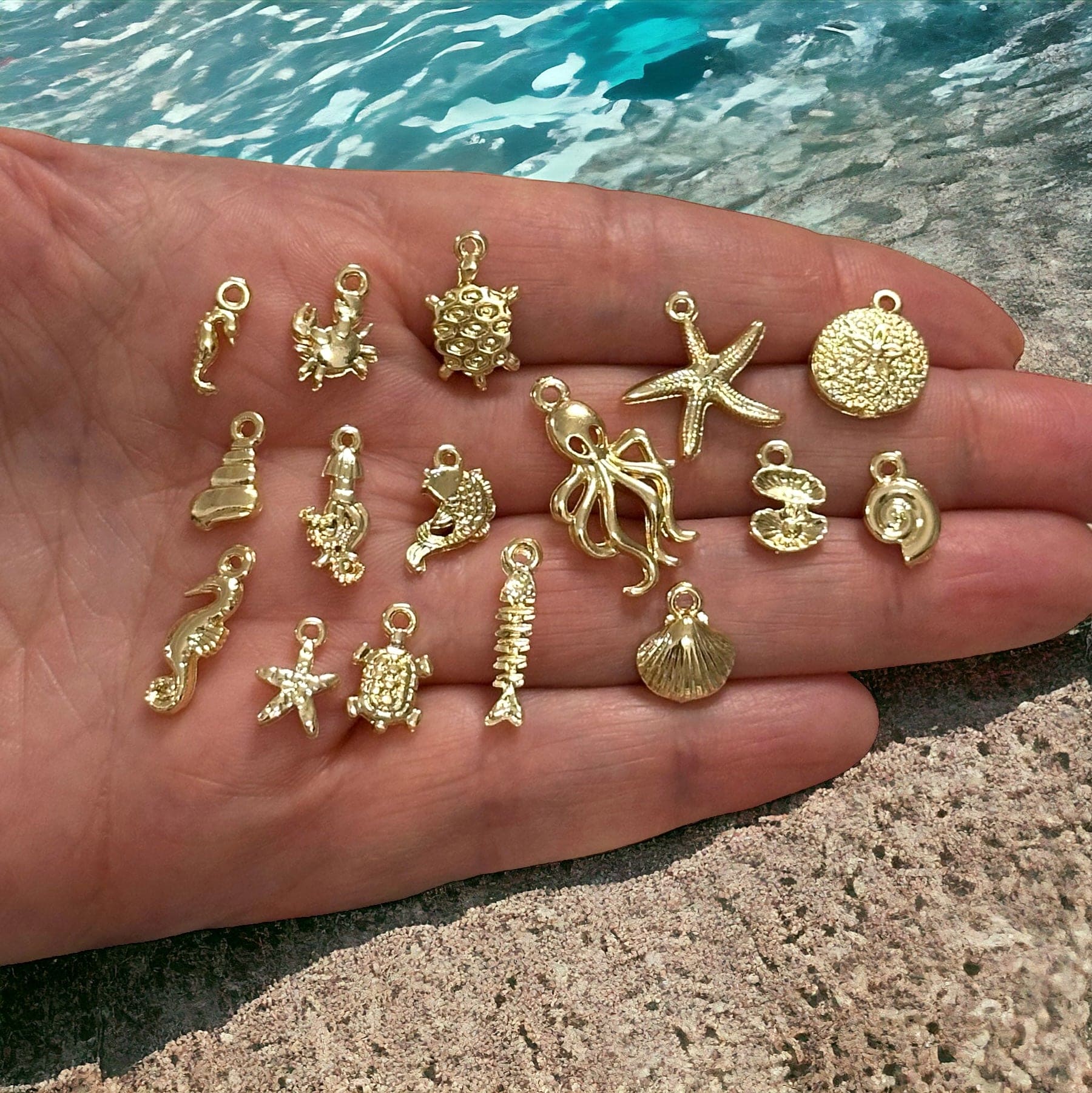 24Kt Gold Plated Fish Charms, Gold Under the Sea Charms, 10 pcs in a pack - Image 2