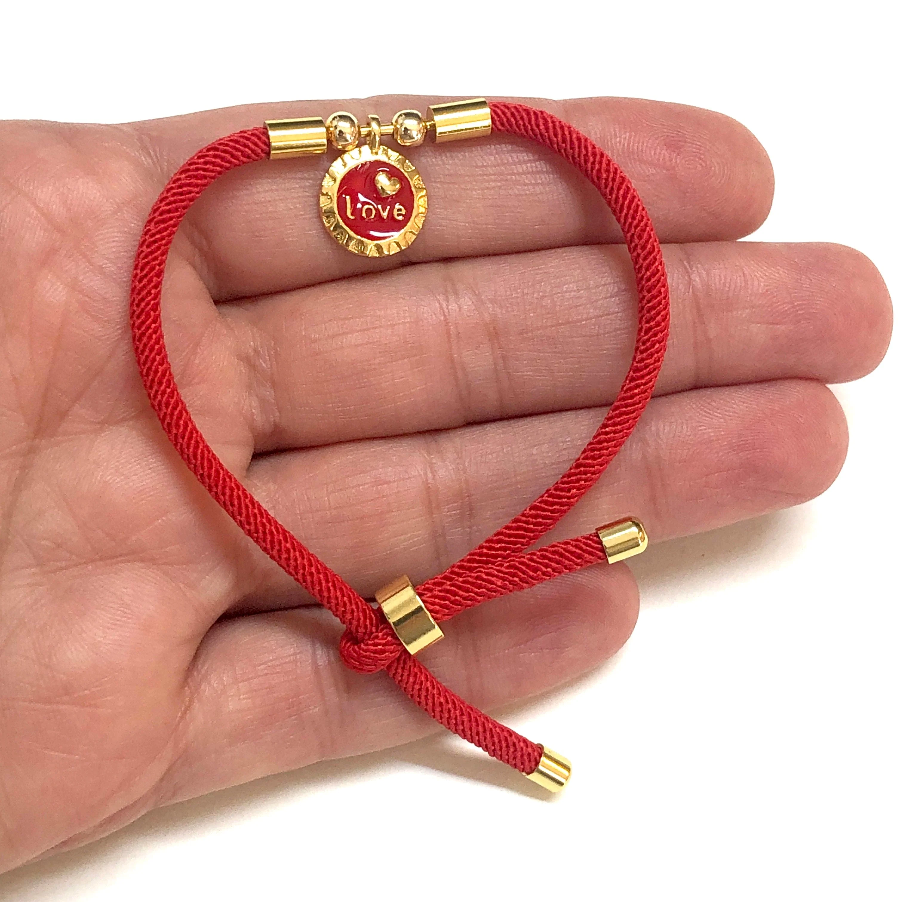 24Kt Gold Plated Fuchsia Cord Bracelet Blank With Screw Clasp - Image 3