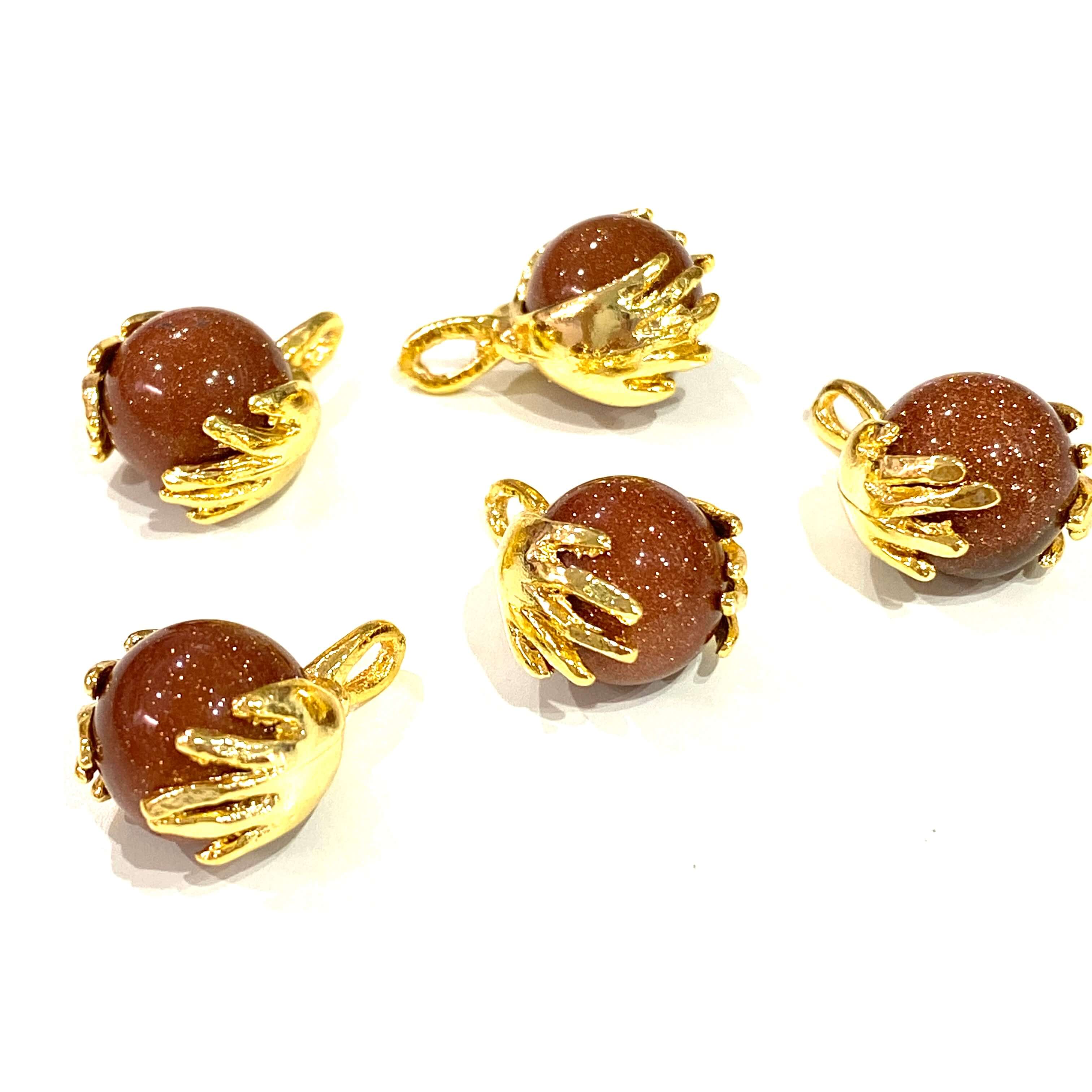 24Kt Gold Plated Helping Hand 12mm Gold Sandstone Pendant - Image 3