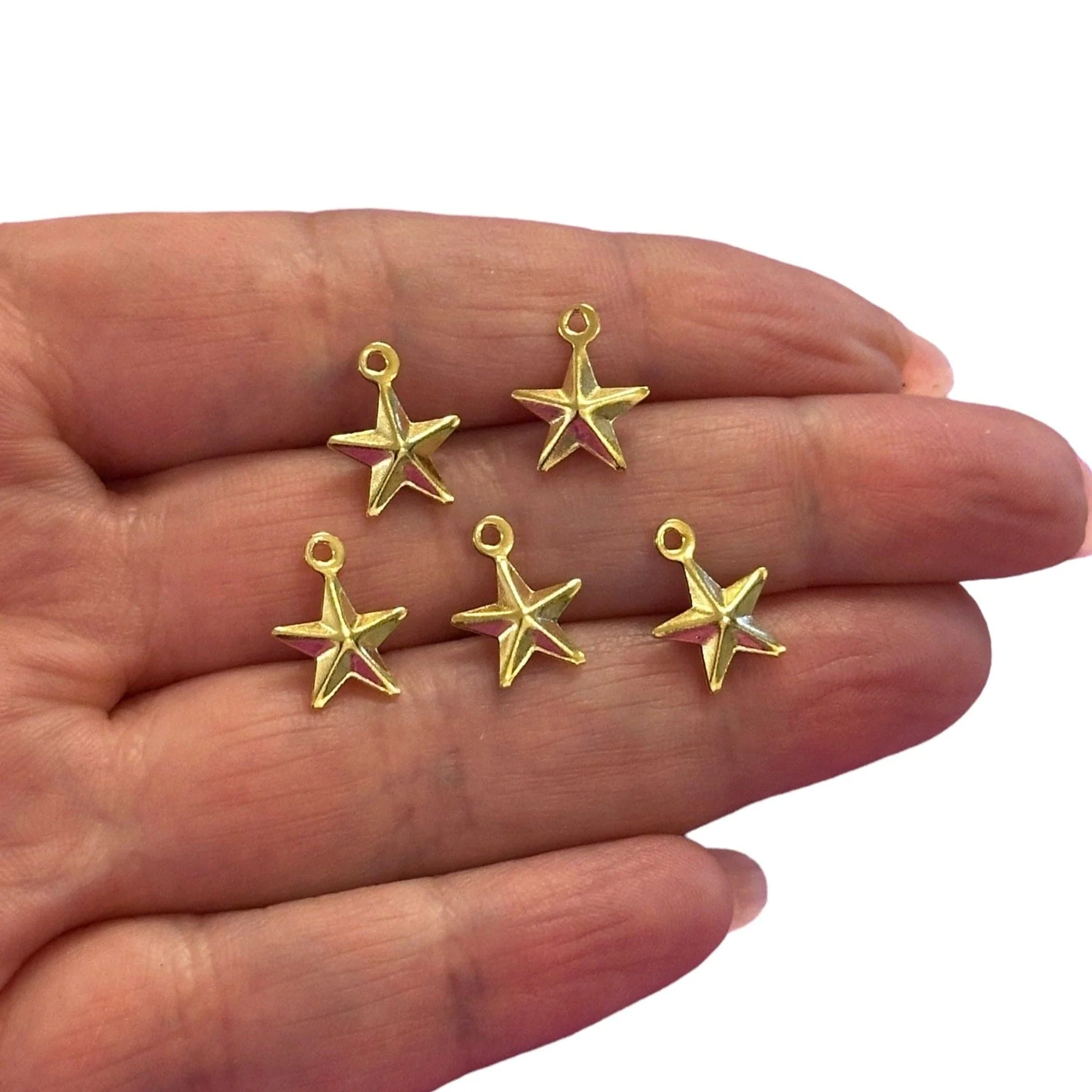 24Kt Gold Plated Hollow Star Charms, 5 pcs in a pack - Image 2