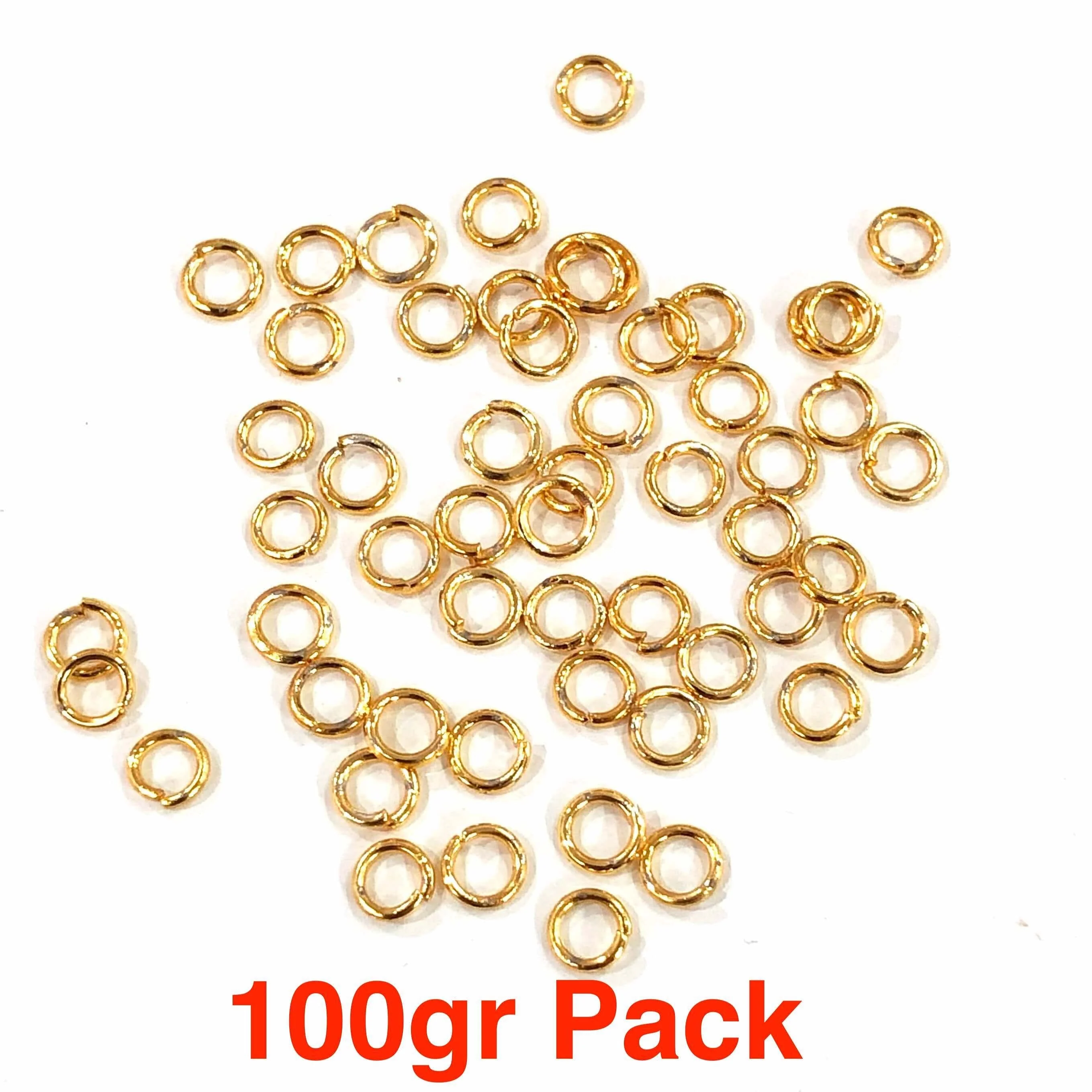 24Kt Gold Plated Jump Rings, 4mm, 24 Kt Gold Plated Open Jump Rings - Image 2