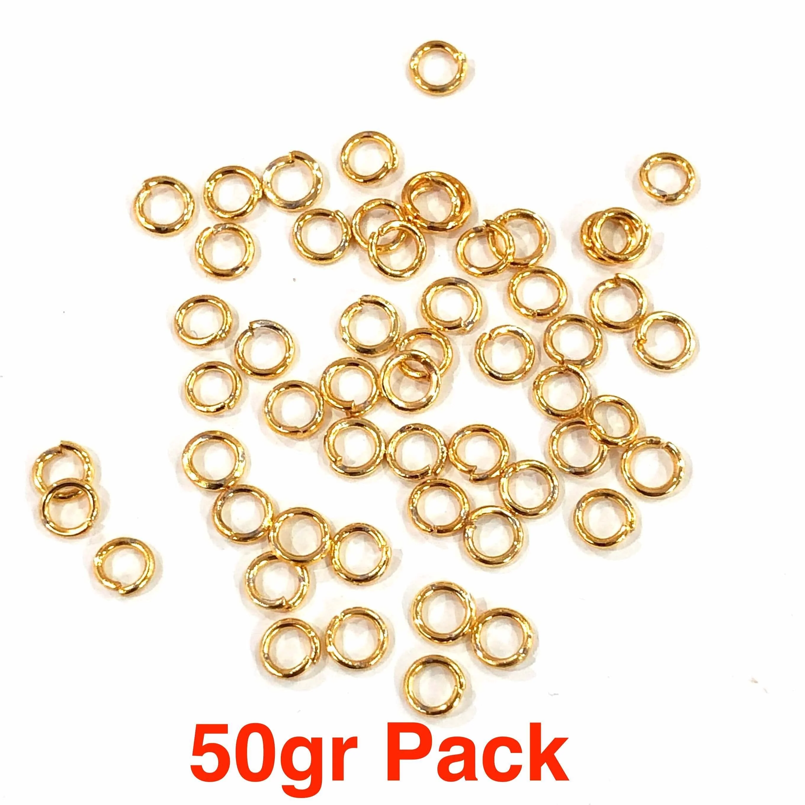 24Kt Gold Plated Jump Rings, 4mm, 24 Kt Gold Plated Open Jump Rings - Image 3