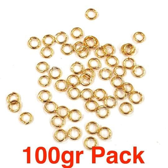 24Kt Gold Plated Jump Rings, 5mm, 24 Kt Gold Plated Open Jump Rings - Image 4