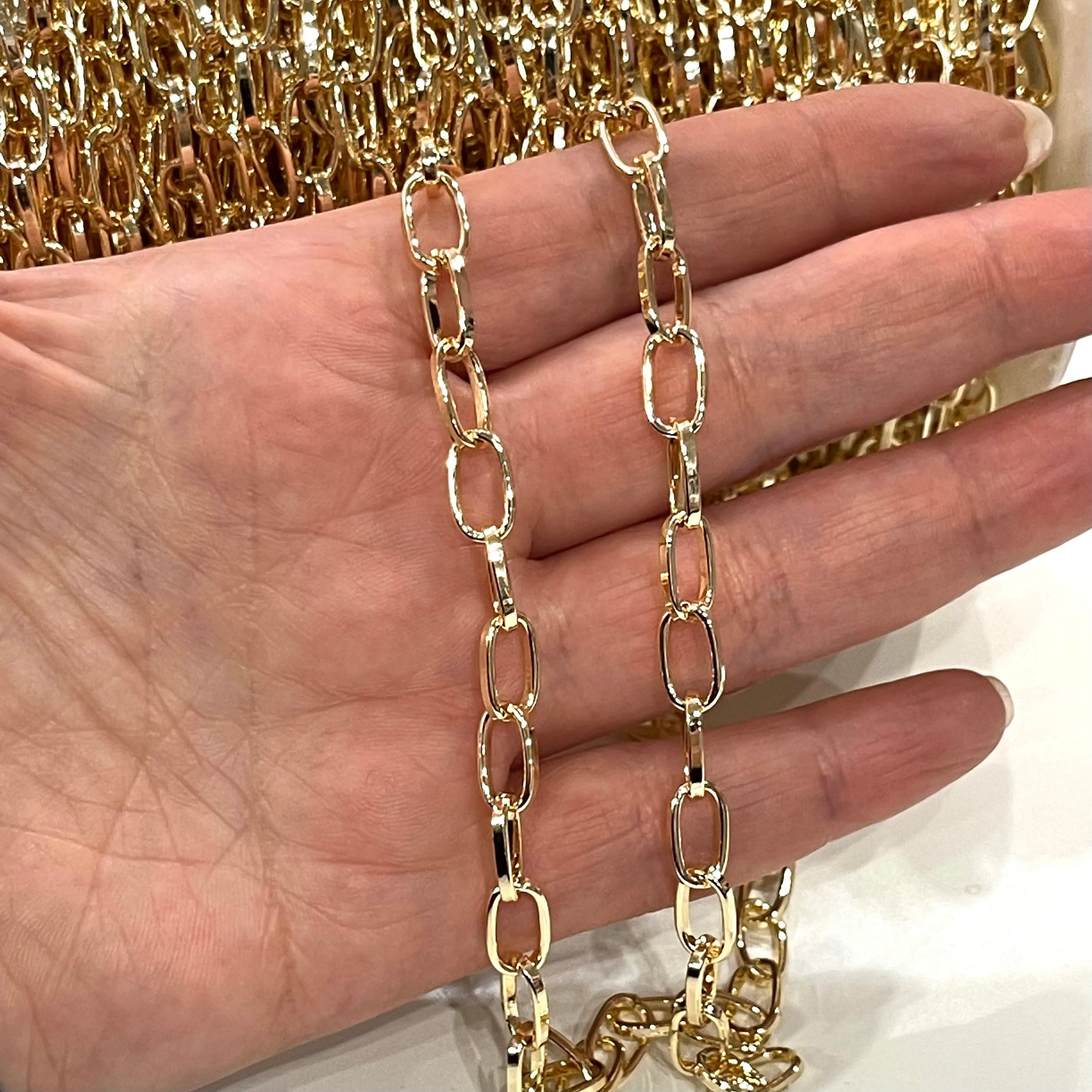 24Kt Gold Plated Link Chain, 11x6mm Open Link Gold Chain
