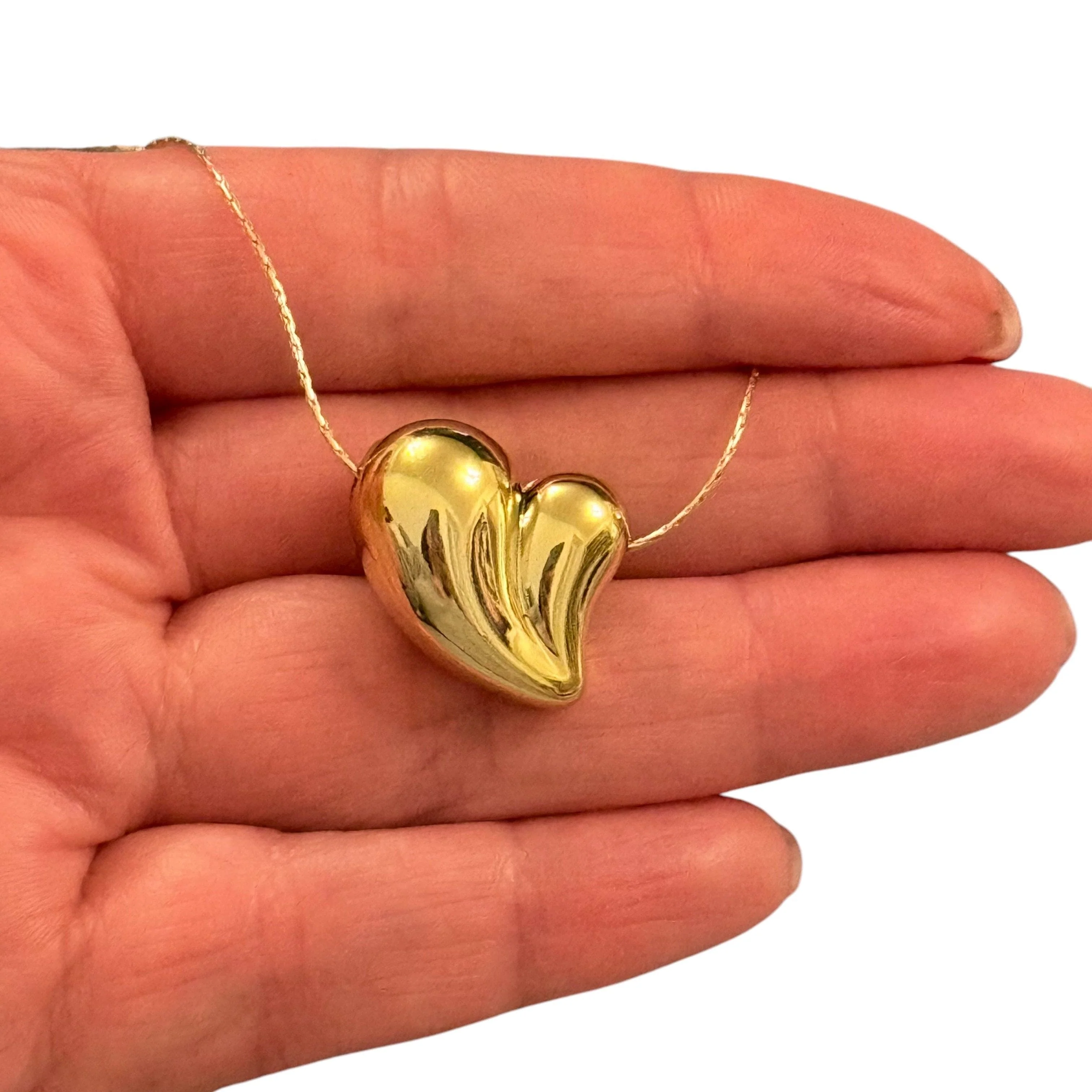 24Kt Gold Plated Puffy Heart Charms, Heart Charms with 2mm Horizontal Hole, 2 pcs in a pack - Image 2