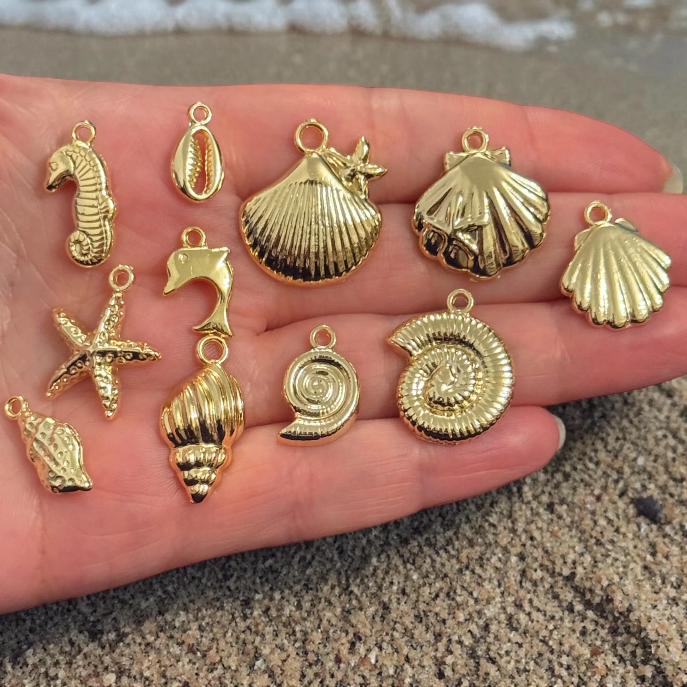 24Kt Gold Plated 3D Dolphin Charms, Mini Nautical Pendants, Earring Pair - Image 2