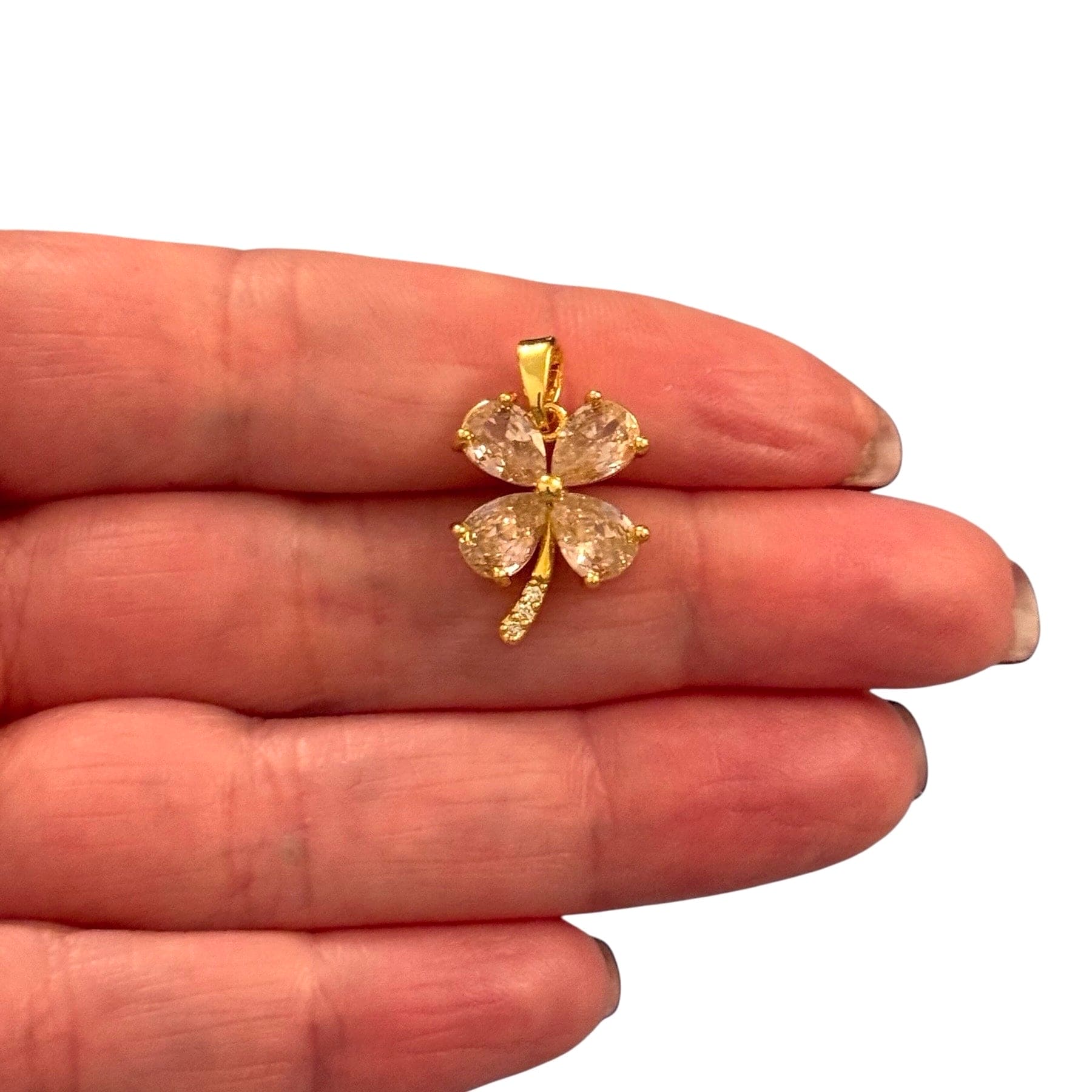24Kt Gold Plated Stainless Steel Flower Charm With Bail