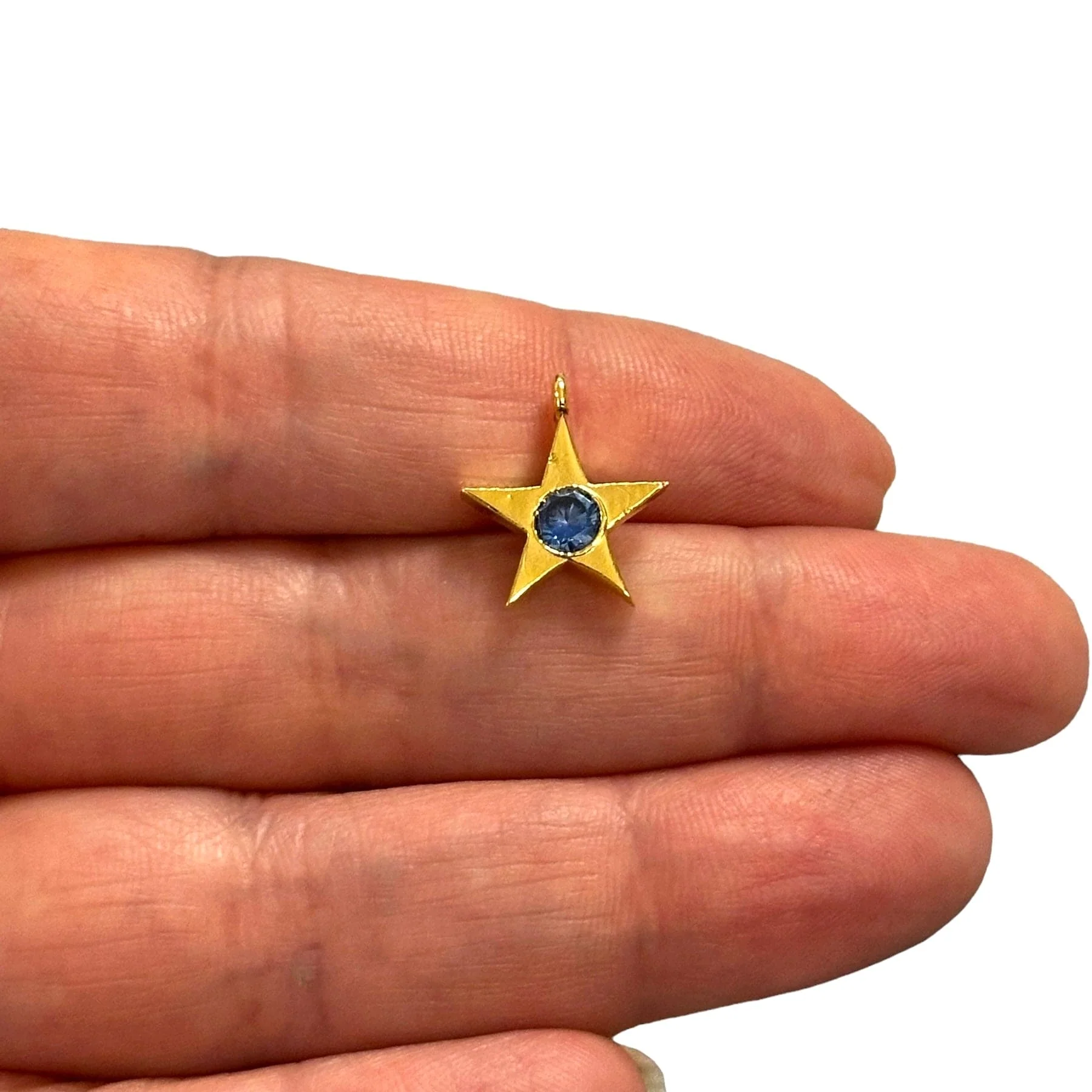24Kt Gold Plated Star Charms With Birthstone, Gold Birthstone CZ Charms, - Image 4