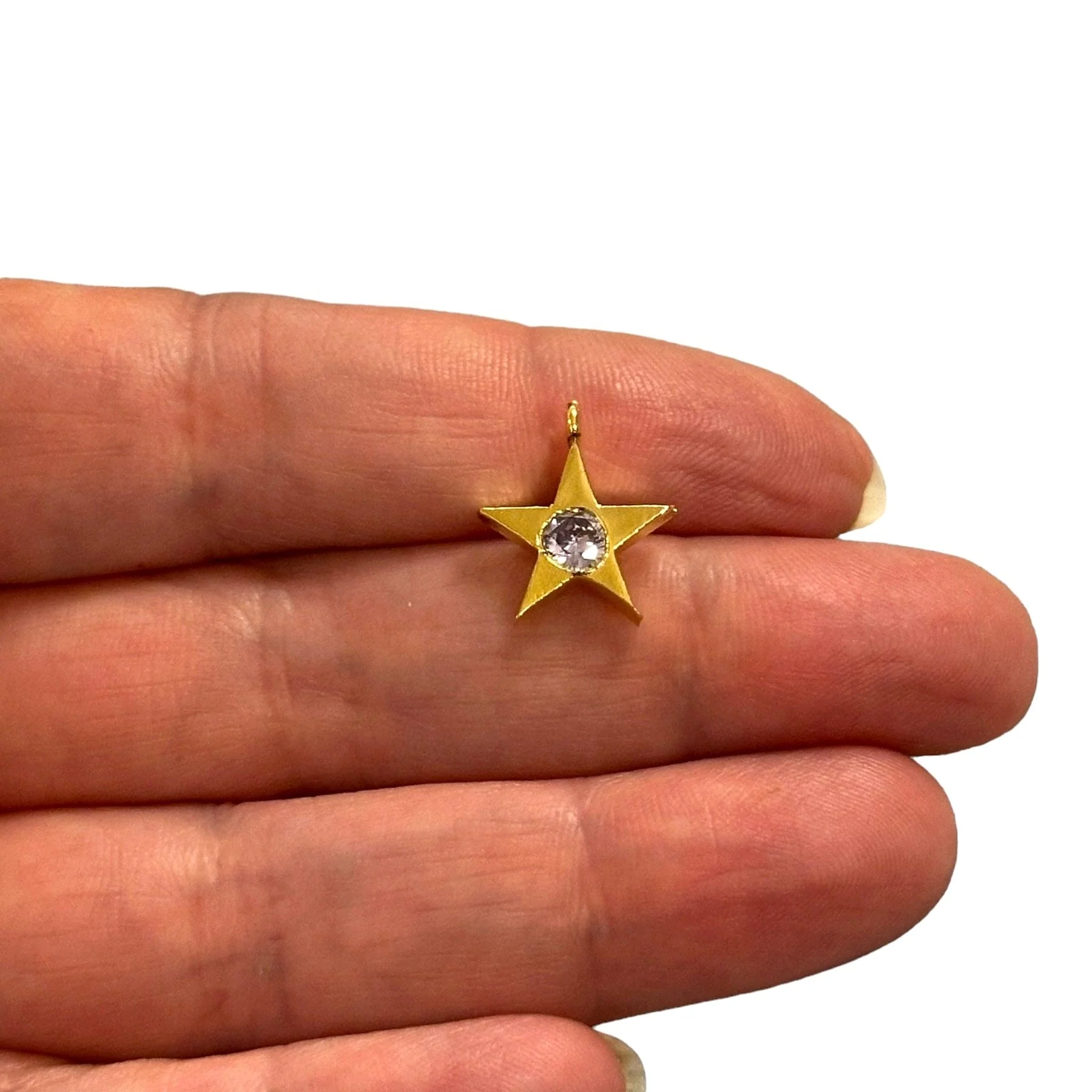 24Kt Gold Plated Star Charms With Birthstone, Gold Birthstone CZ Charms, - Image 7