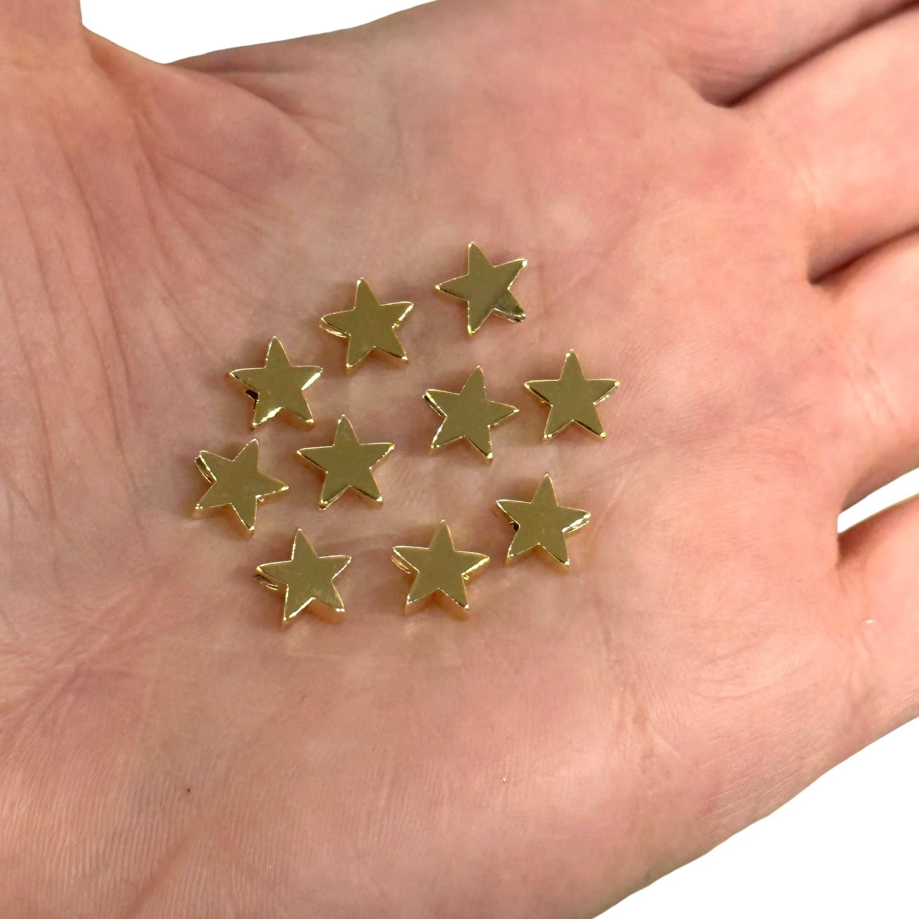 24Kt Gold Plated Star Spacer Charms, 8mm Gold Star Charms, 10 pcs in a pack