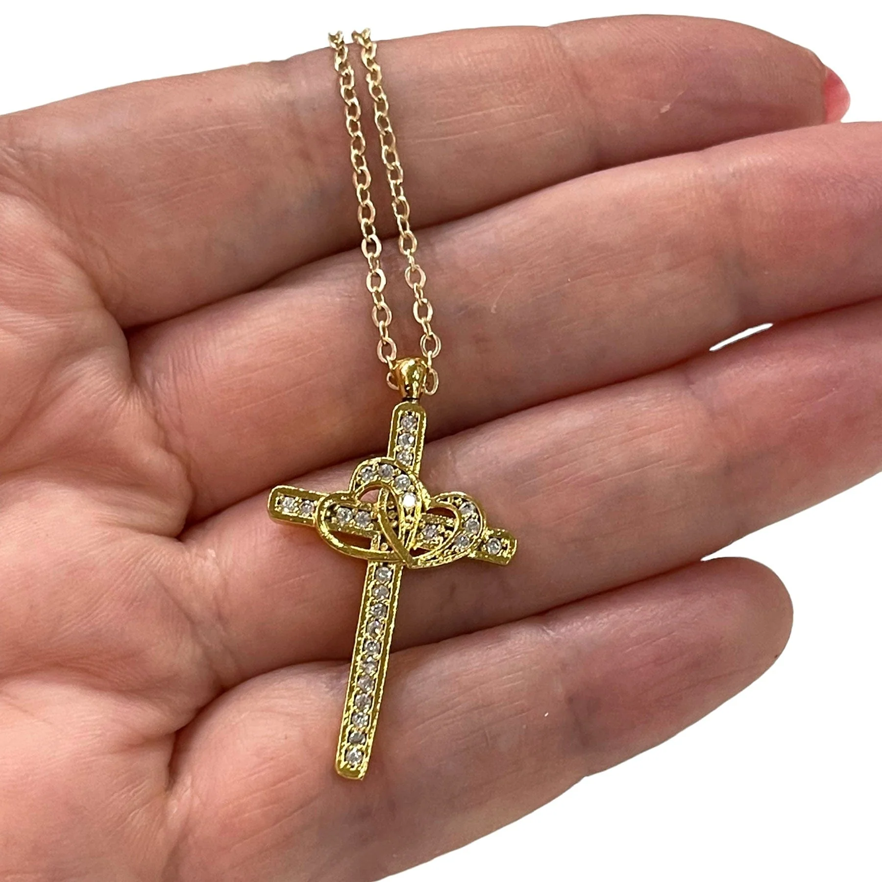 24Kt Gold Plated Stunning Cubic Zirconia Cross Crucifix Pendant - Image 2