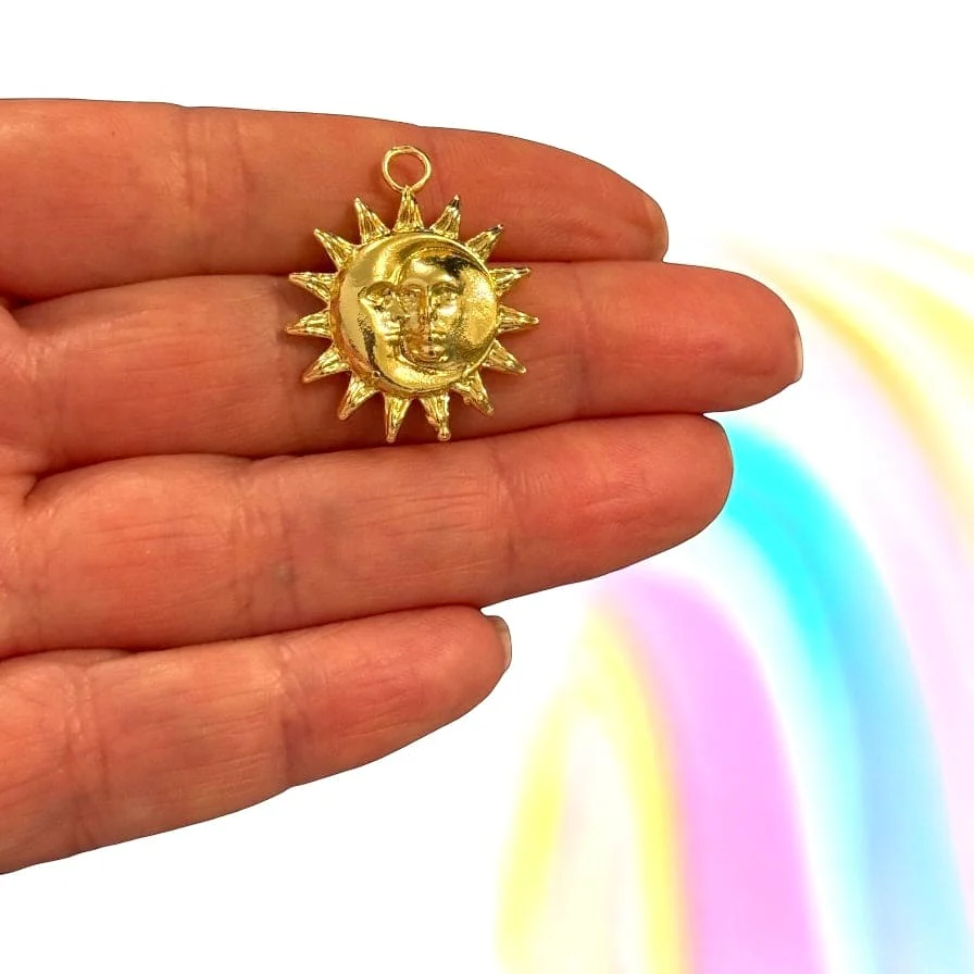 24Kt Gold Plated Sun & Moon Pendant β Celestial Astrology Charm