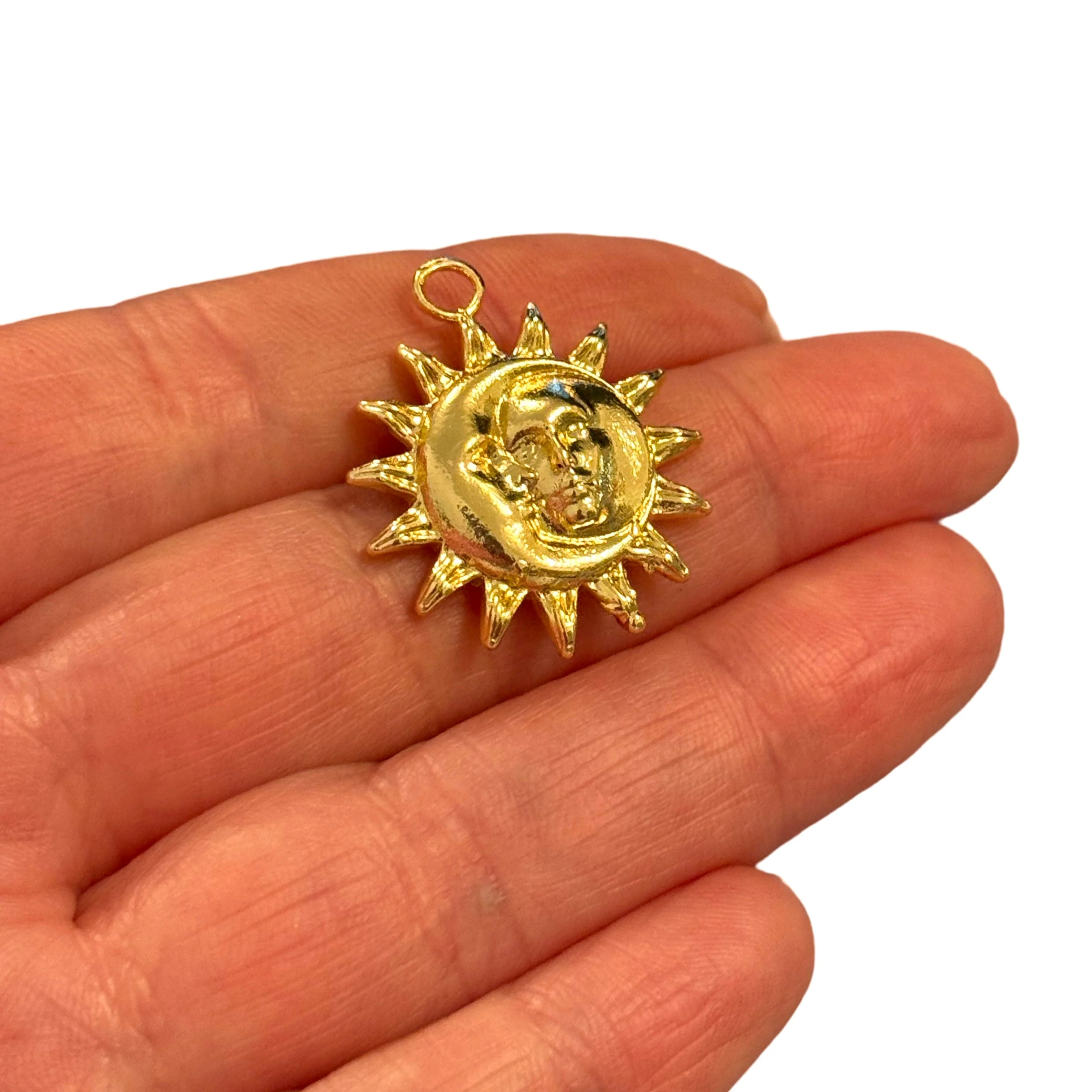 24Kt Gold Plated Sun & Moon Pendant β Celestial Astrology Charm - Image 2