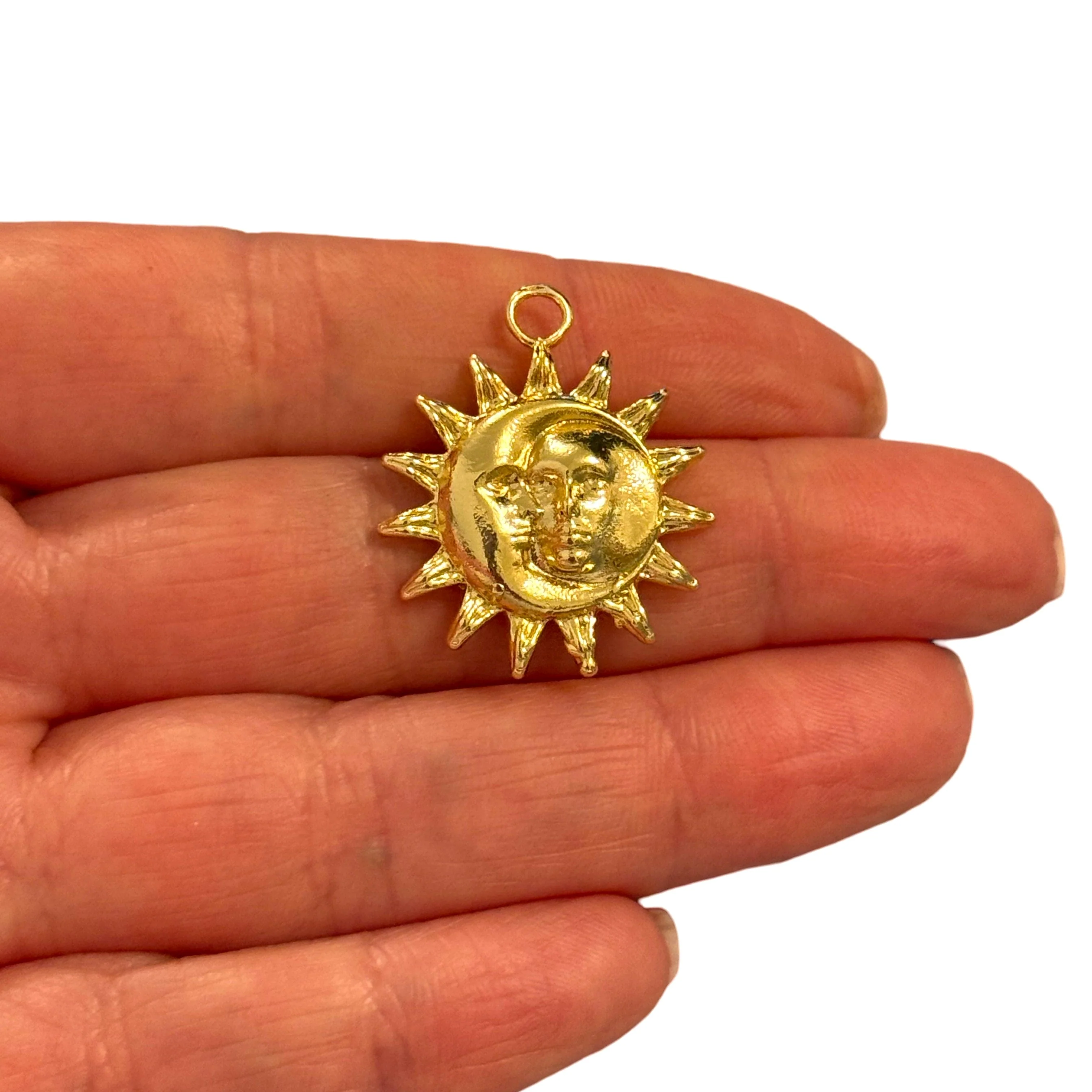 24Kt Gold Plated Sun & Moon Pendant β Celestial Astrology Charm - Image 3