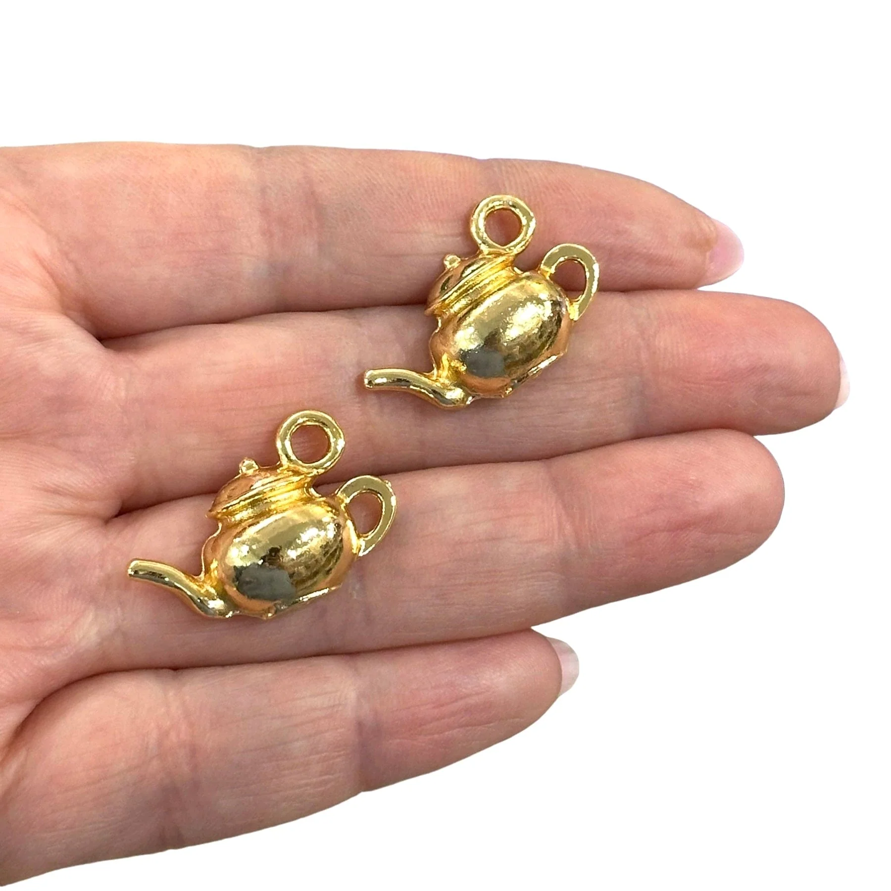 24Kt Gold Plated Tea Pot Charms, Gold Tea Time Collection Charms, 2 pcs in a pack