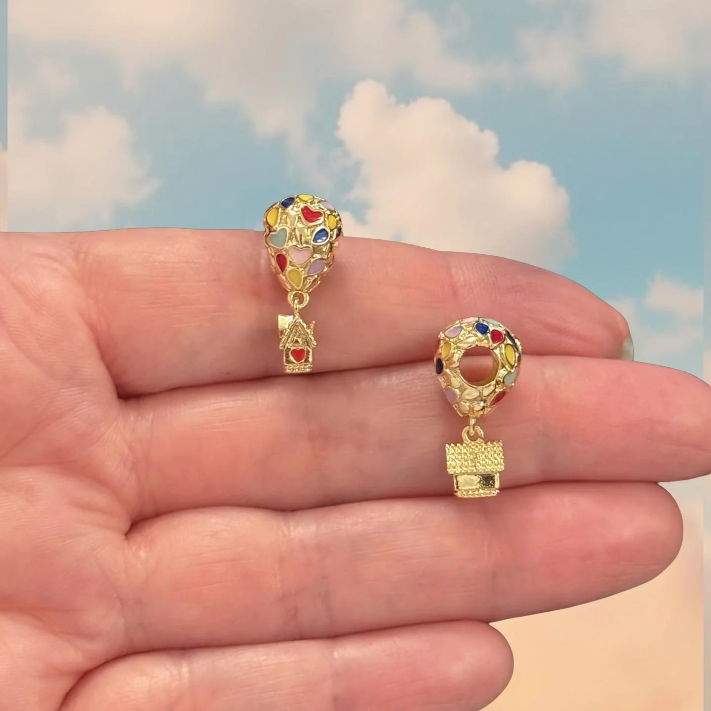 24Kt Gold Plated Hot Air Balloon Charm with Multicolour Enamel
