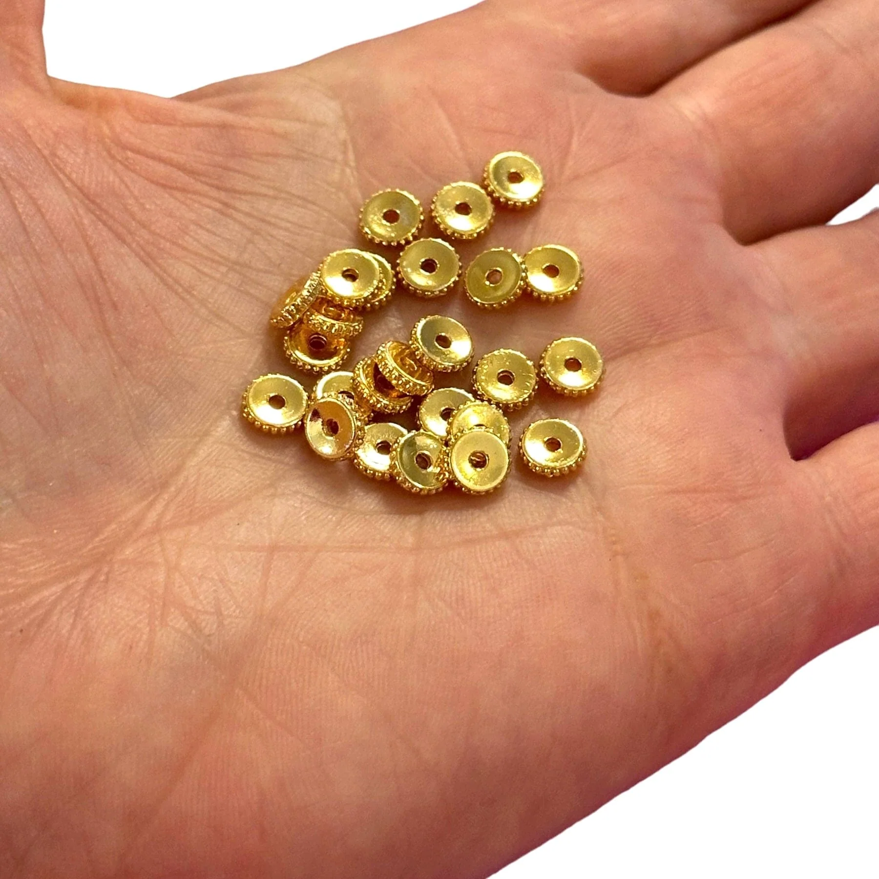 24Kt Gold Plated Wheel Spacers, 6mm Gold Rondelle Spacers, 25 pcs in a pack