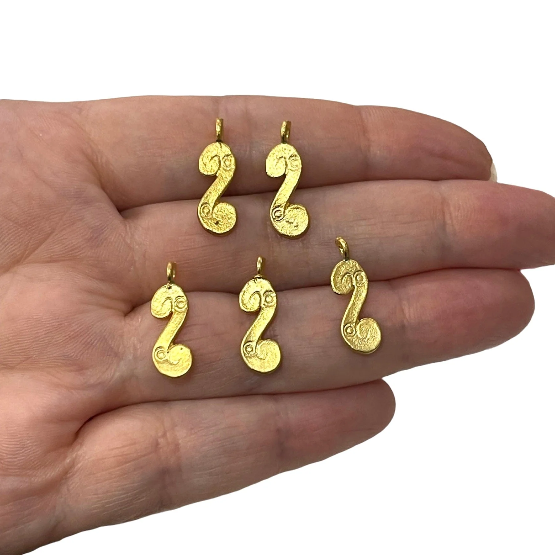 24Kt Matte Gold Plated 19mm Brass Charms, 5 pcs in a pack