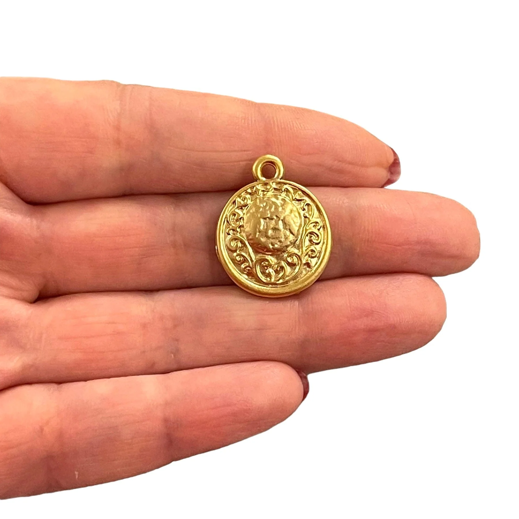 24Kt Matte Gold Plated Full Moon Charm