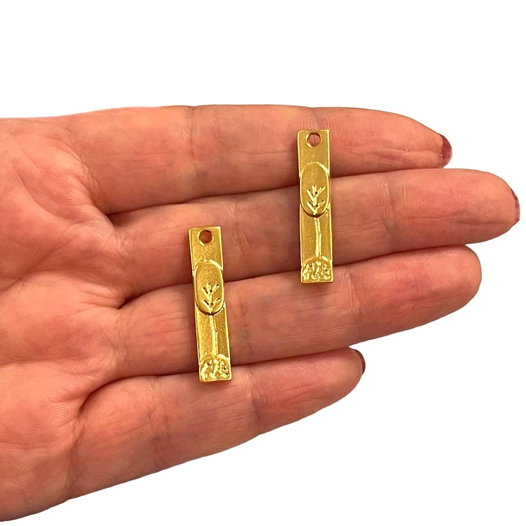24Kt Matte Gold Plated Tree Charms, 2 pcs in a pack
