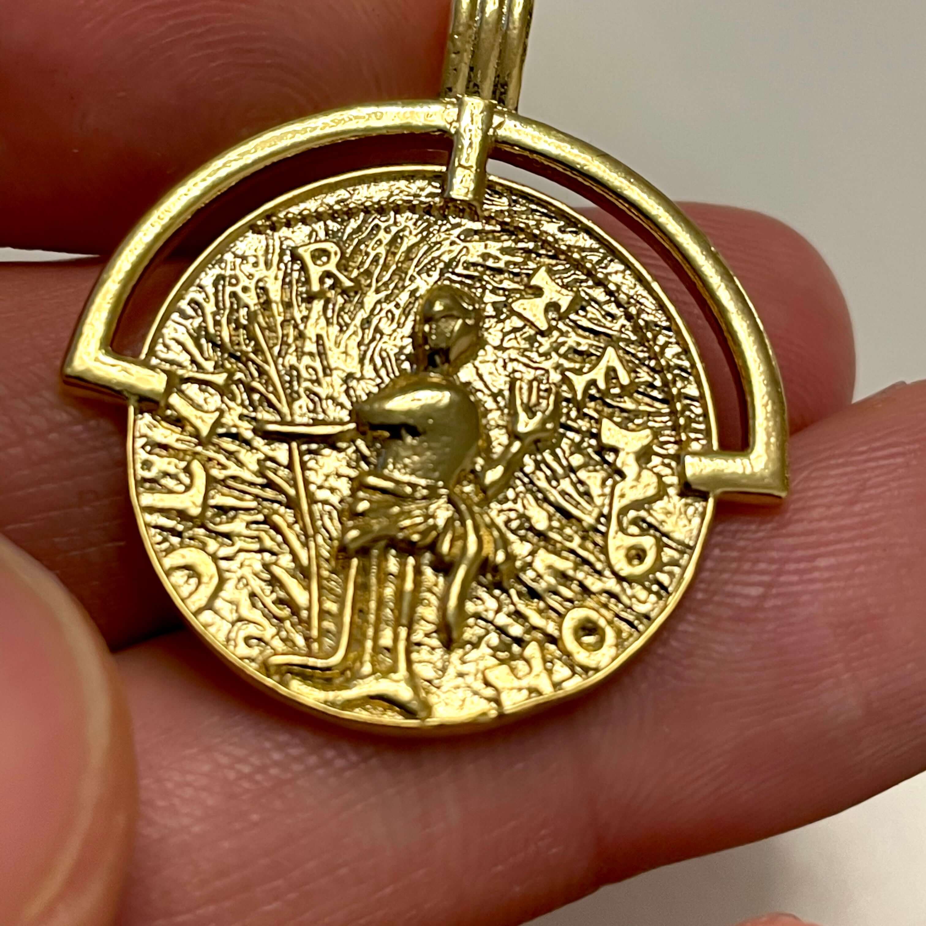24Kt Shiny Gold Plated Brass Ancient Coin Medallion, Gold Coin Pendant - Image 4