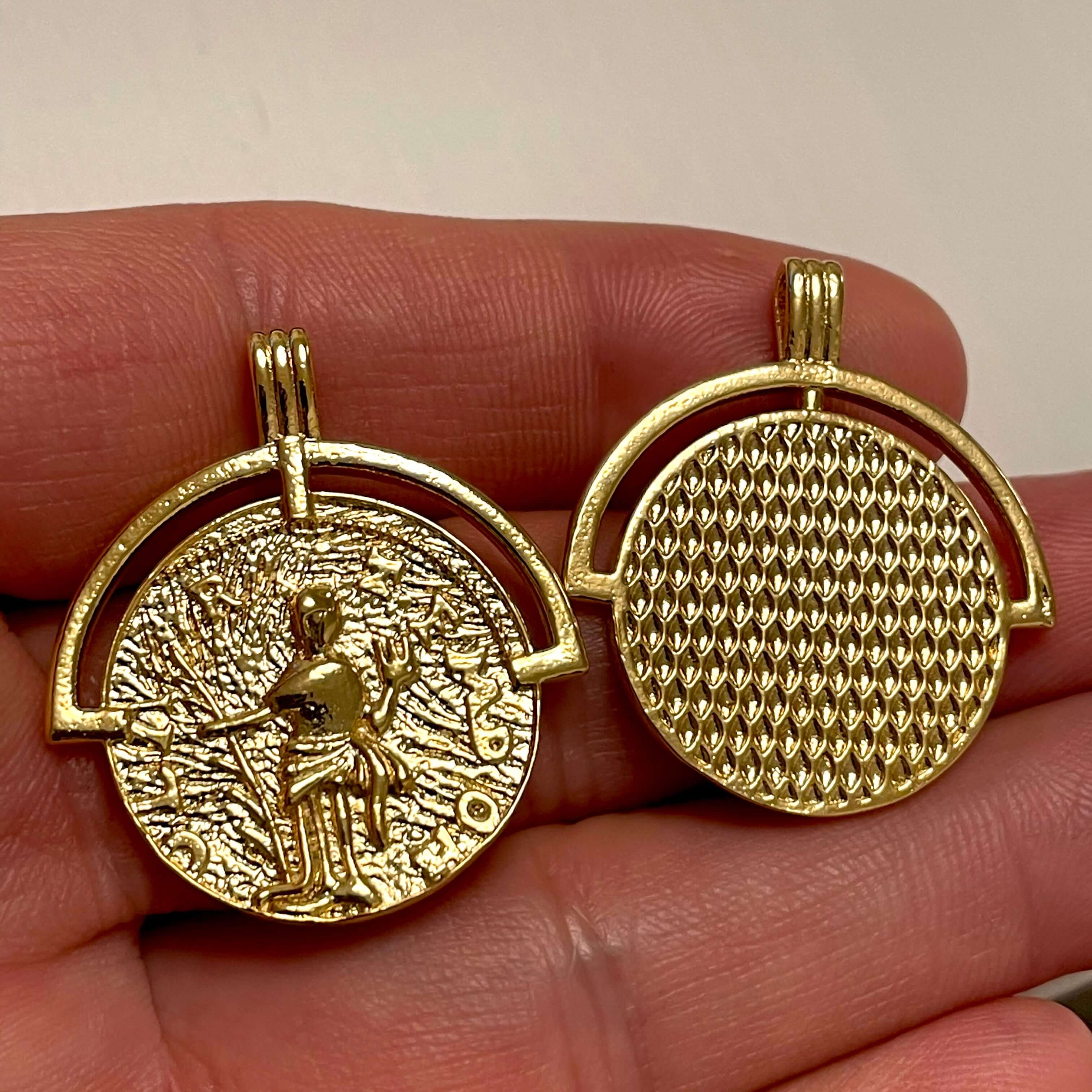 24Kt Shiny Gold Plated Brass Ancient Coin Medallion, Gold Coin Pendant - Image 6