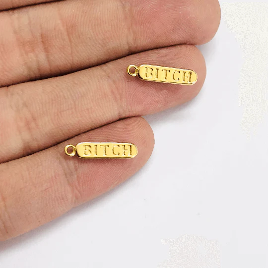 24Kt Shiny Gold Plated Brass Pill Bar Words Pendant, Words Charms, Love, Chill, Hope,Happy, Mom Charms - Image 6