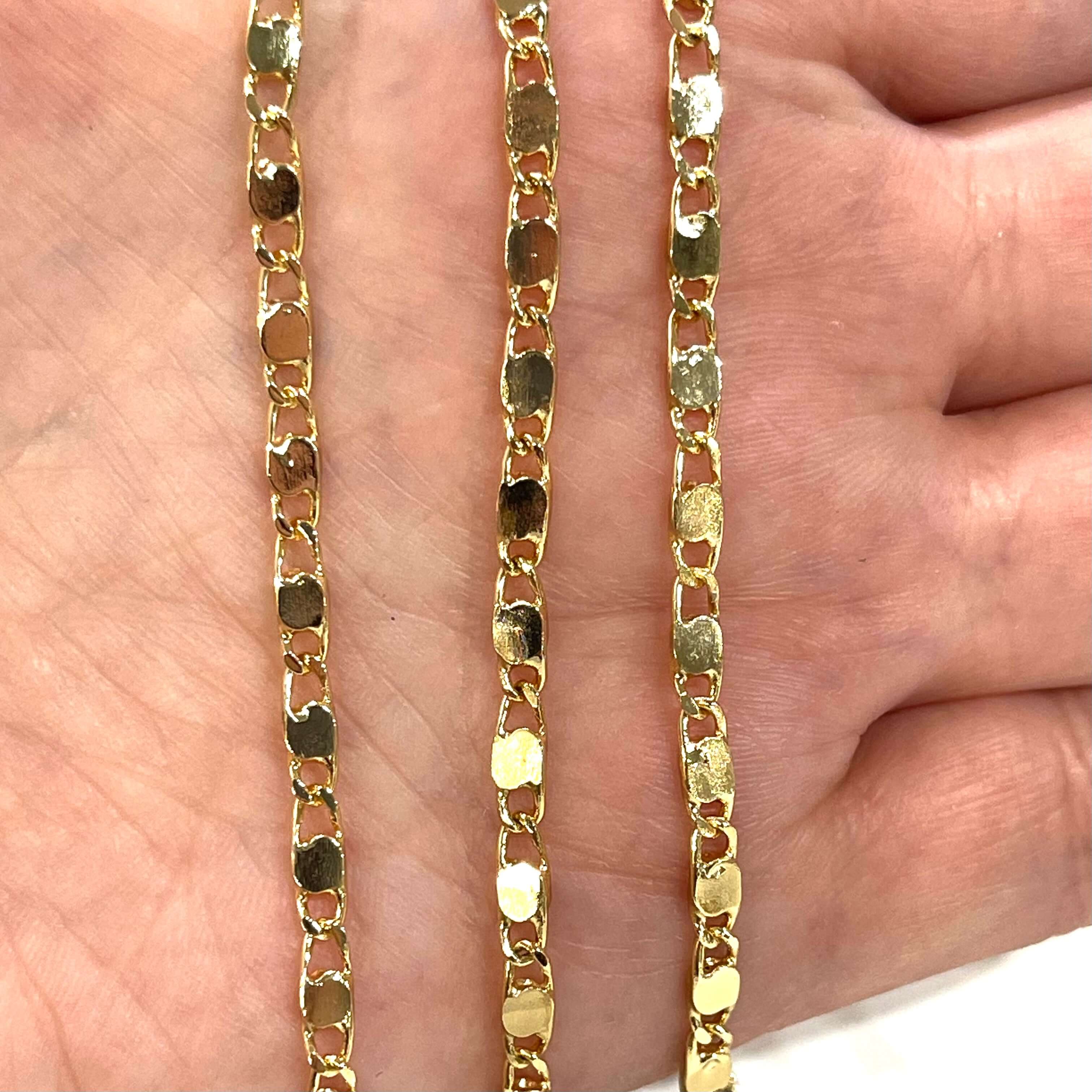 24Kt Shiny Gold Plated Brass Soldered Chain,3mm Gold Plated Chain, - Image 2