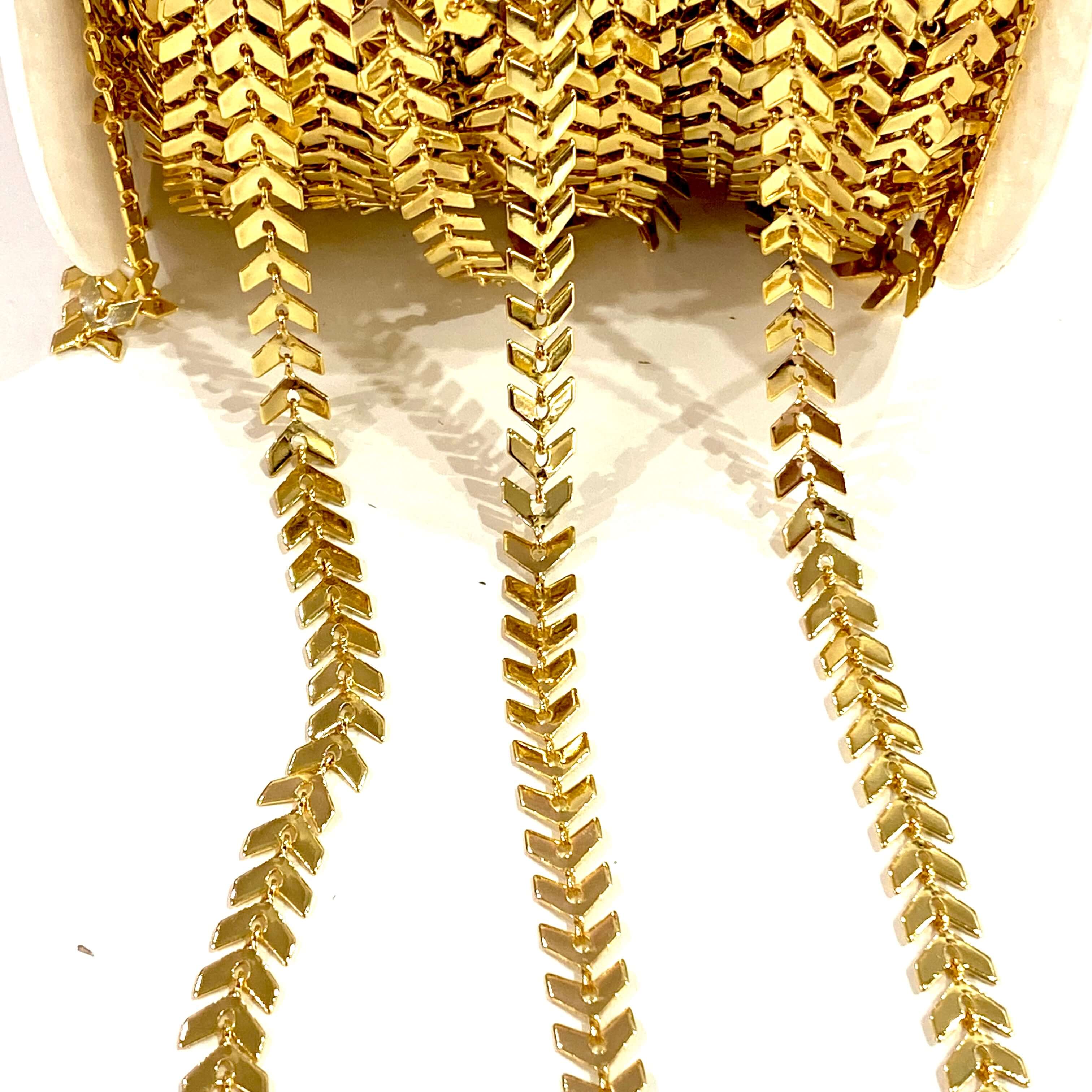 24Kt Shiny Gold Plated Chevron Chain, 6mm Gold Chevron Chain - Image 4