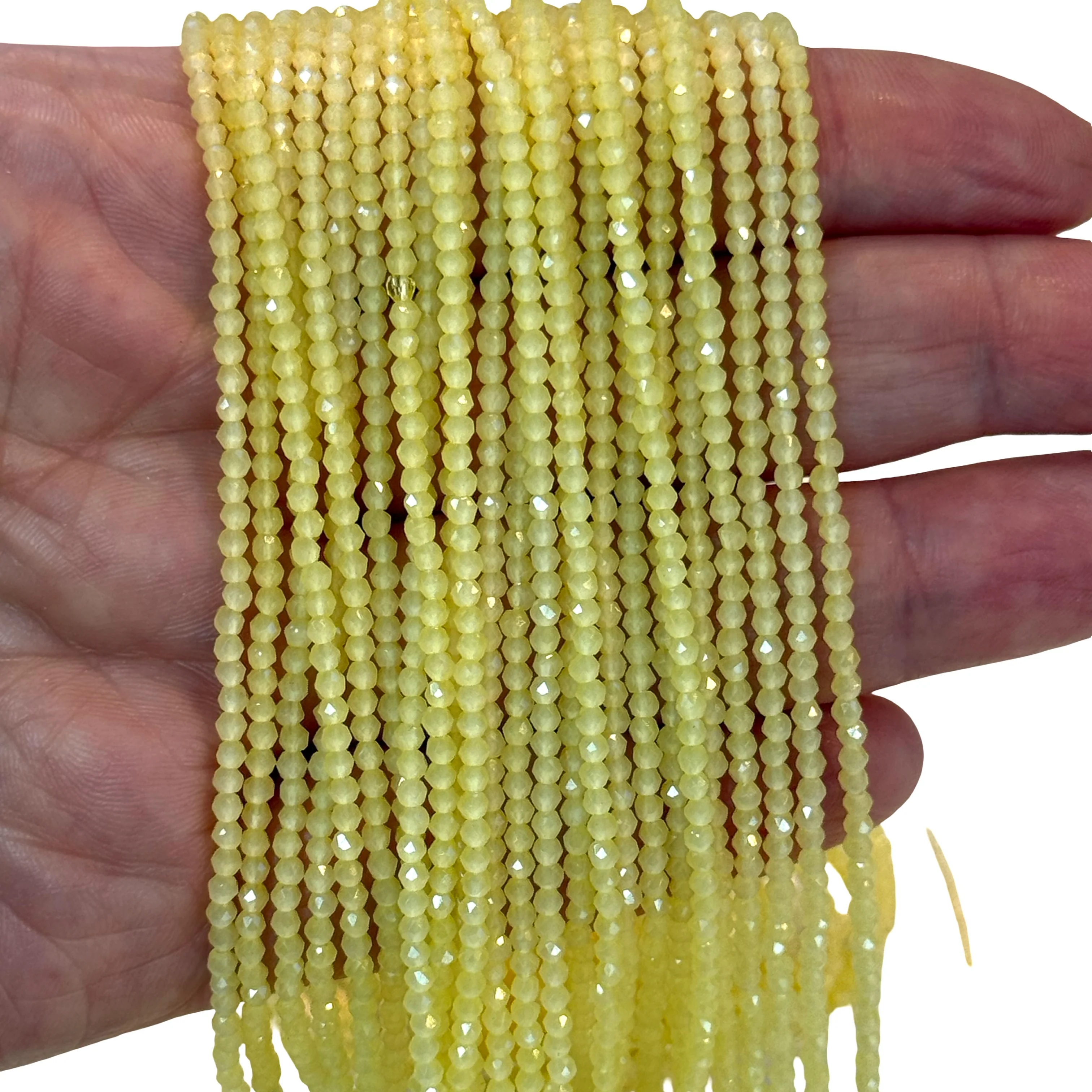 2mm Pale Lemon Yellow Faceted Round Crystal Beads, PBC2R26